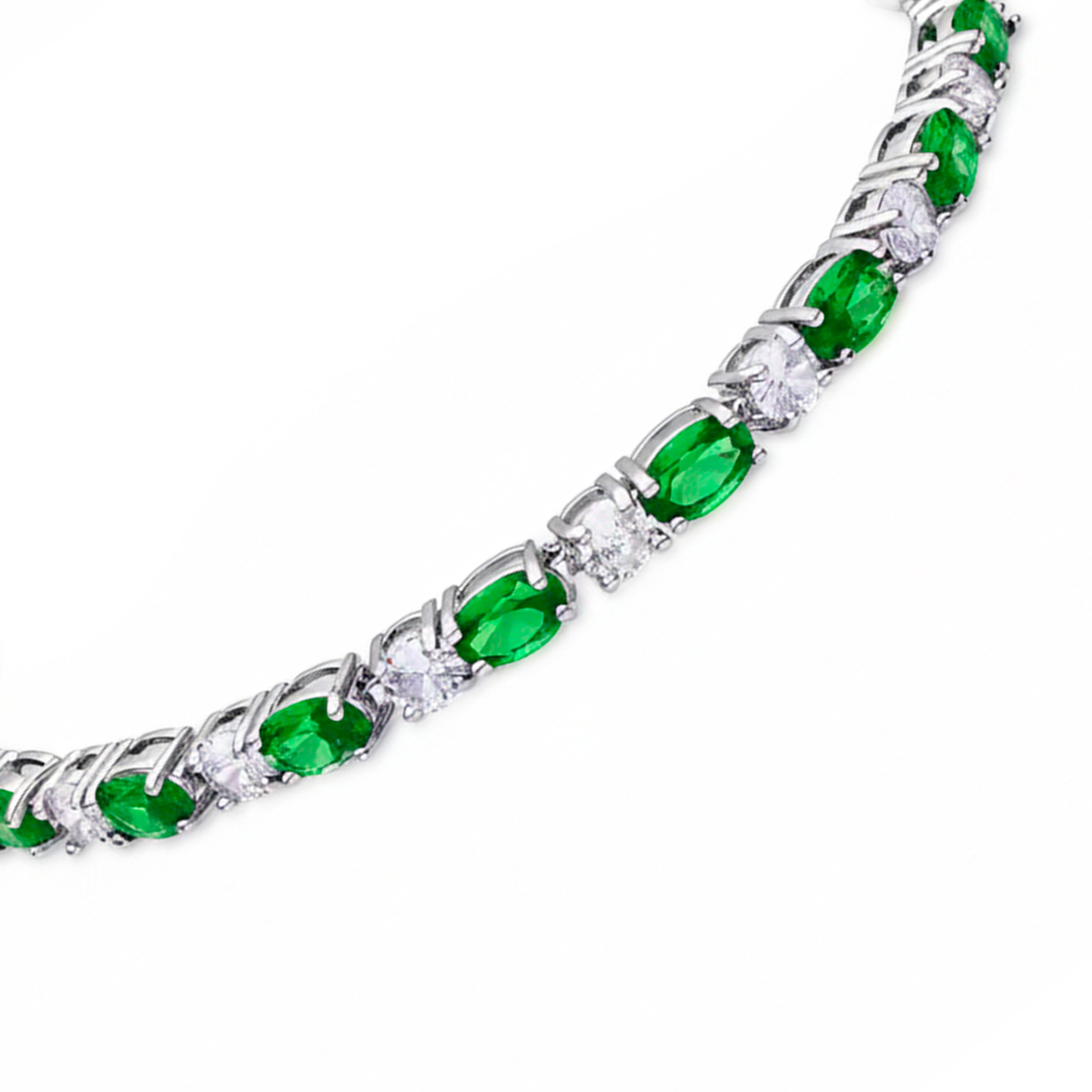 Paraiba Green Hydrothermal Quartz bracelet with rhodium finish - Manlor