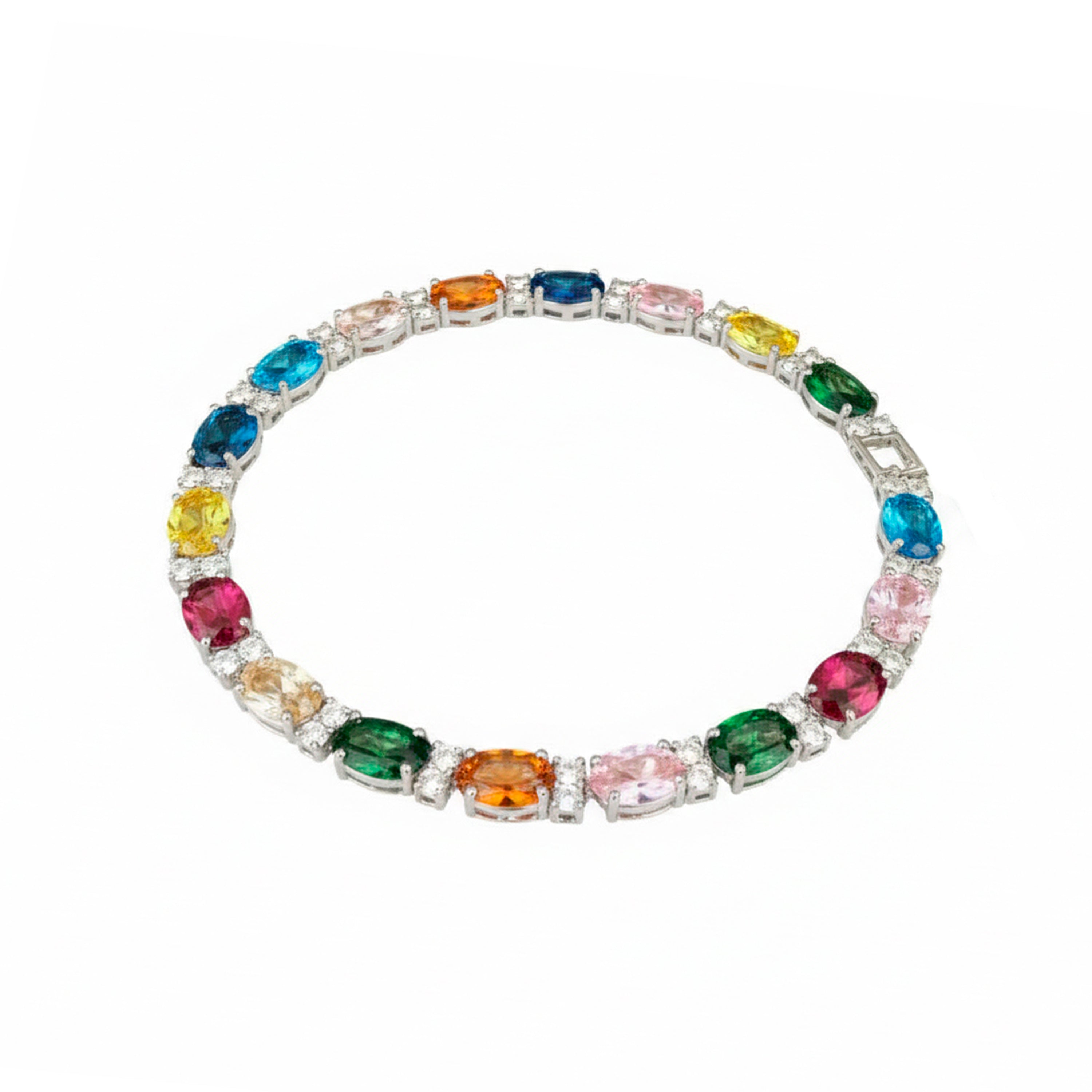 Multicolor Zirconia Bracelet with Rhodium Finish - Kaime