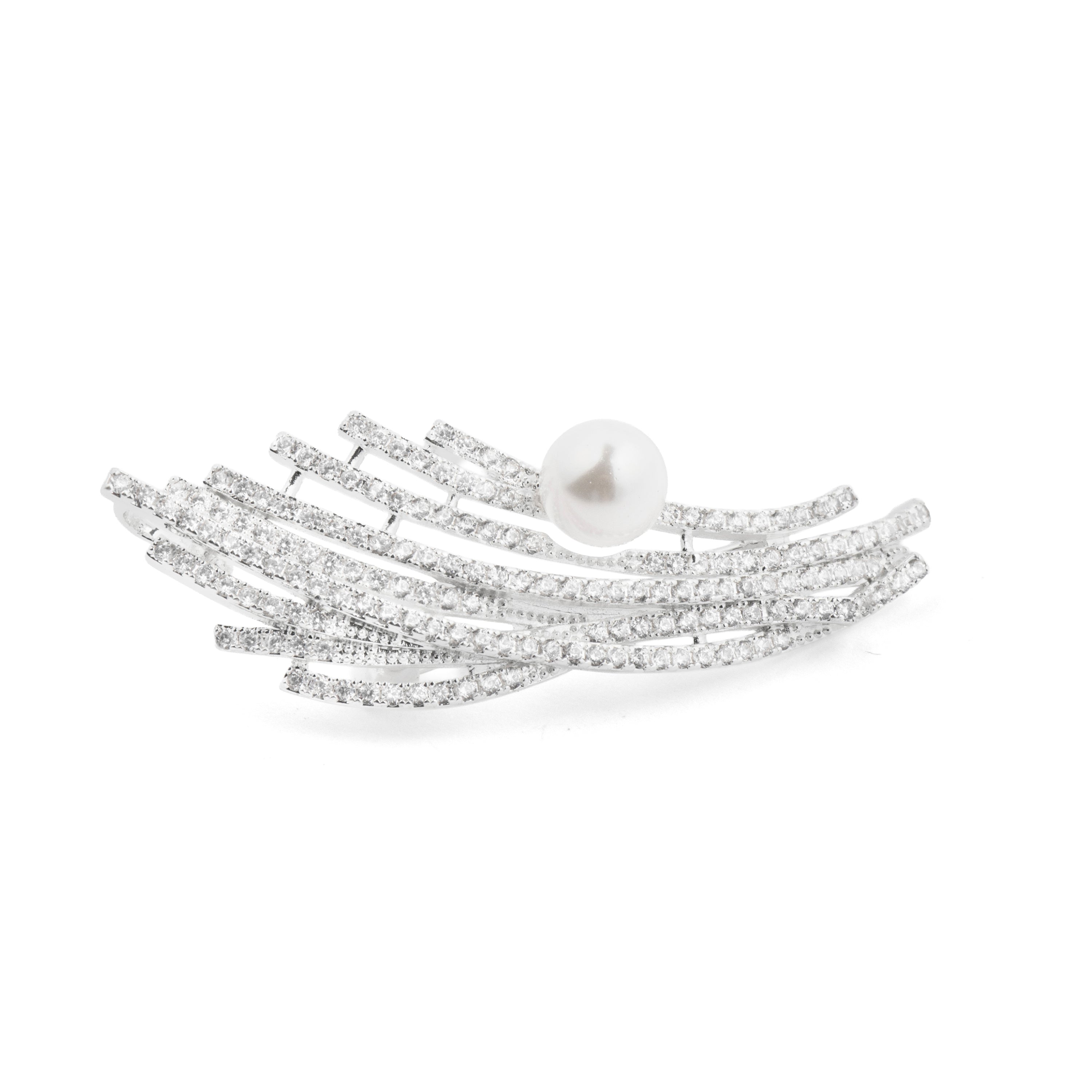 Sterling Silver 925 White Pearl Brooch - Mariso