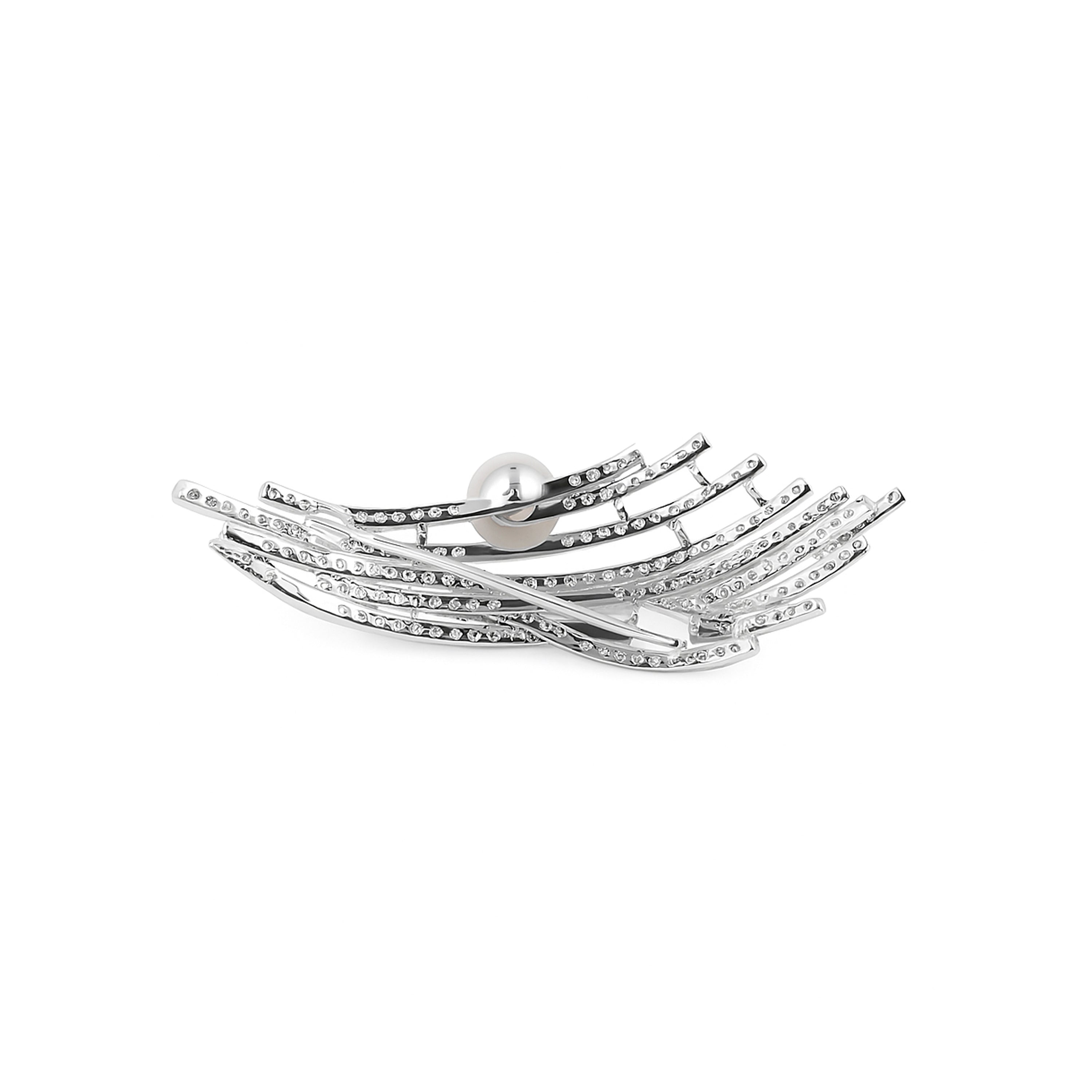 Sterling Silver 925 White Pearl Brooch - Mariso