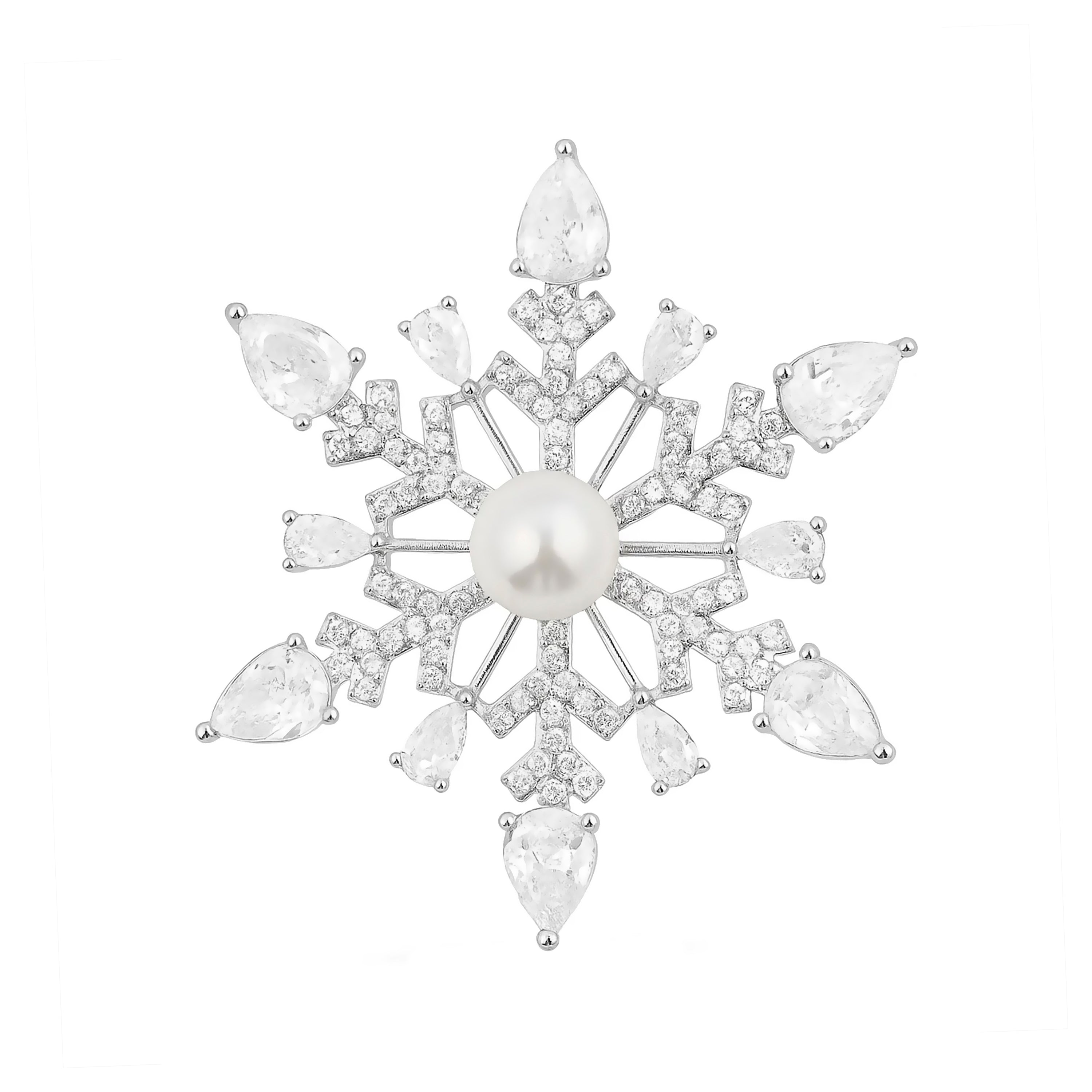 925 Sterling Silver White Pearl Brooch - Lairat
