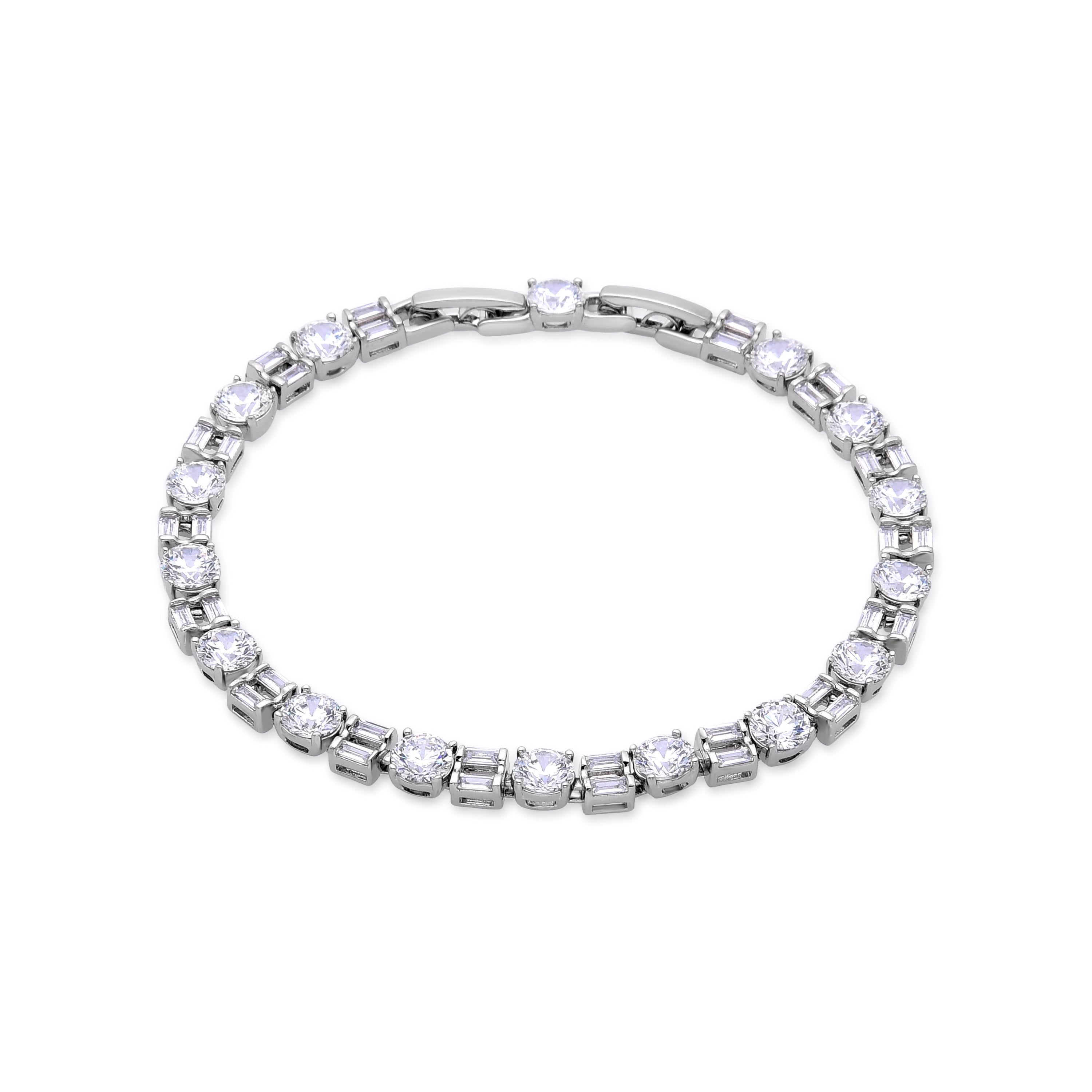 Rhodium-plated brilliant zirconia bracelet - Uske