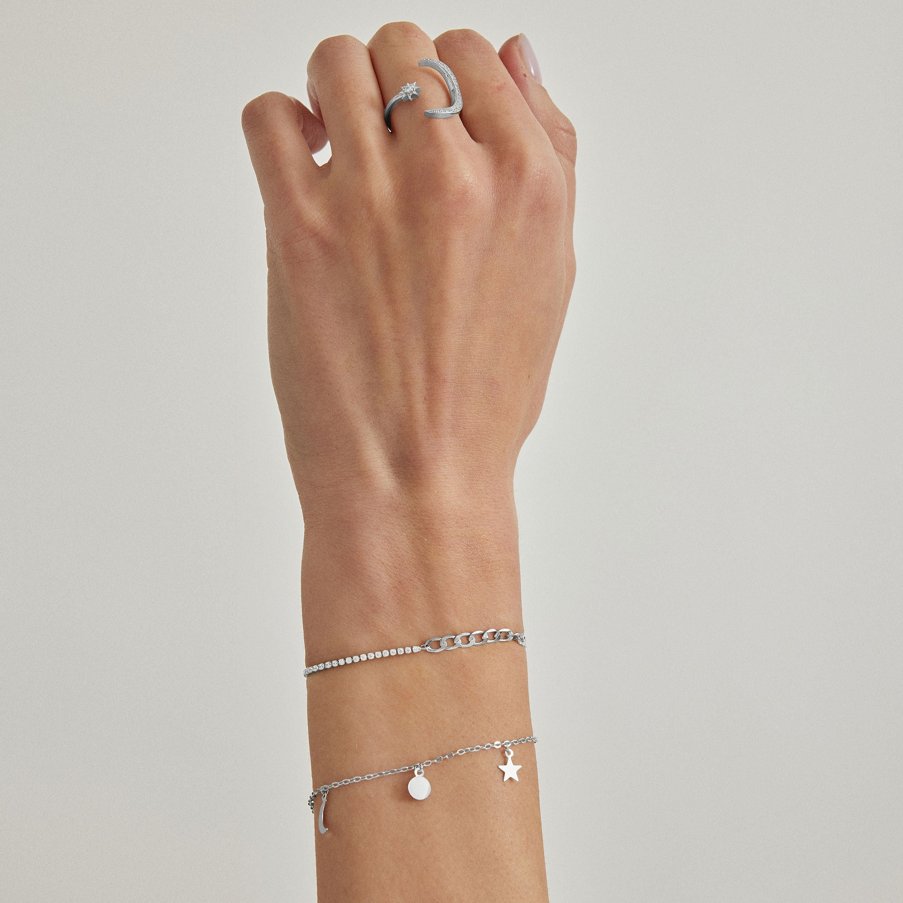 Shiny Zirconia Bracelet finished in rhodium - Nirik