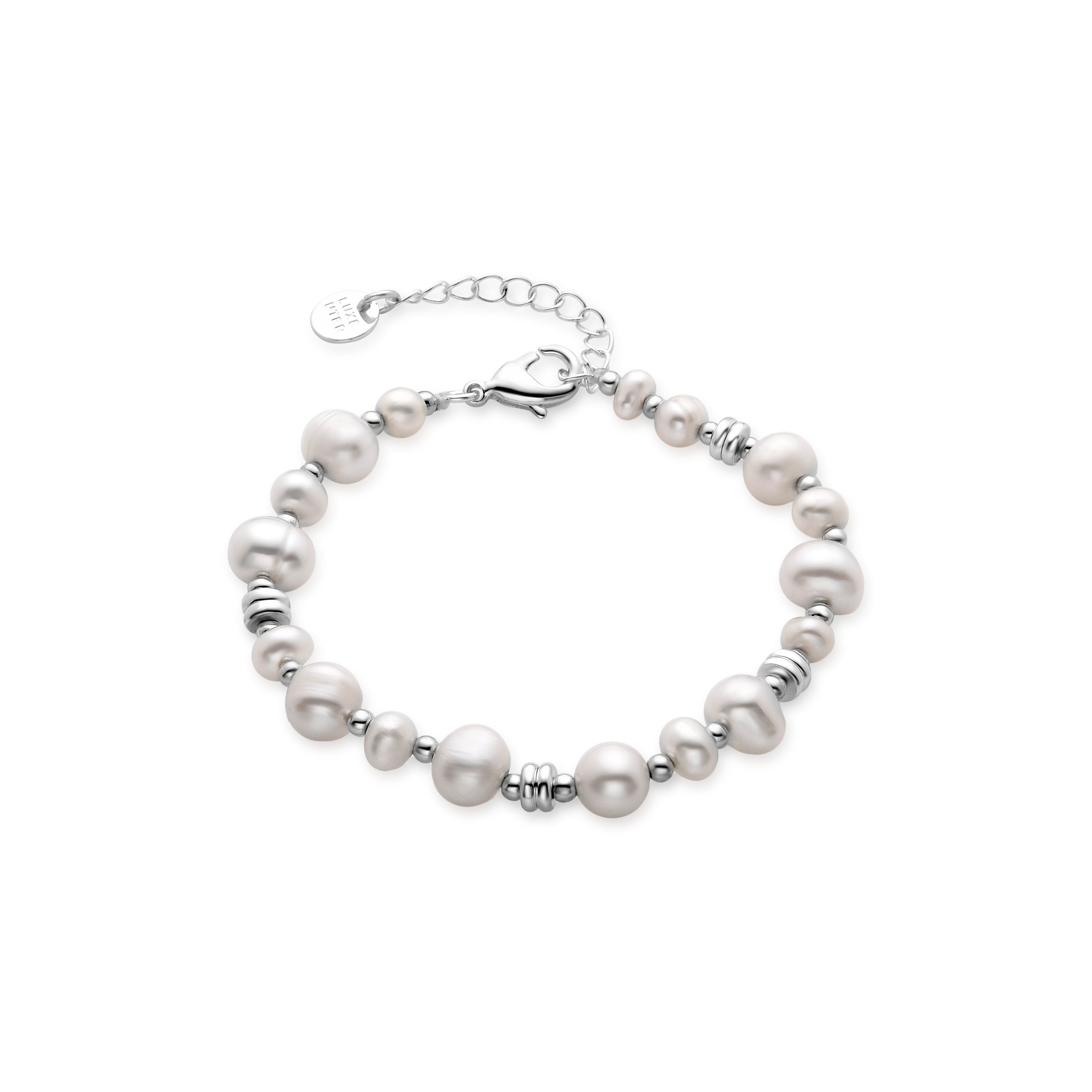 White Pearl Bracelet with Rhodium Finish - Gafyre