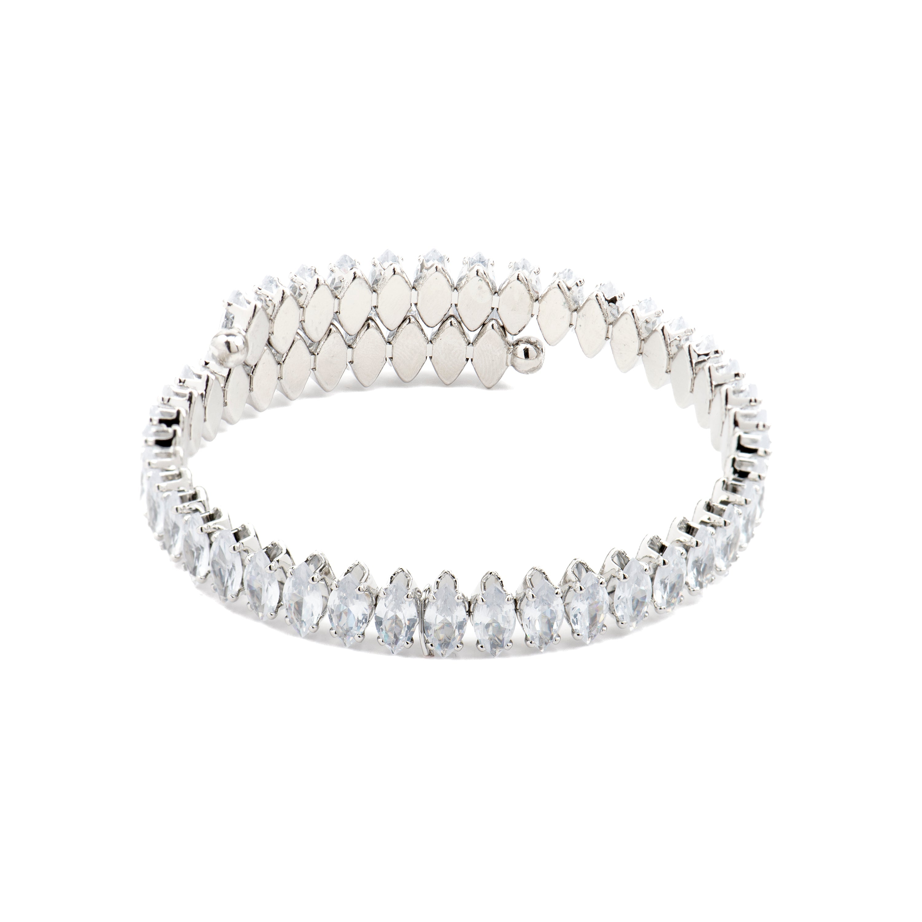 Bracelet with shiny zirconia, silver finish - Comega