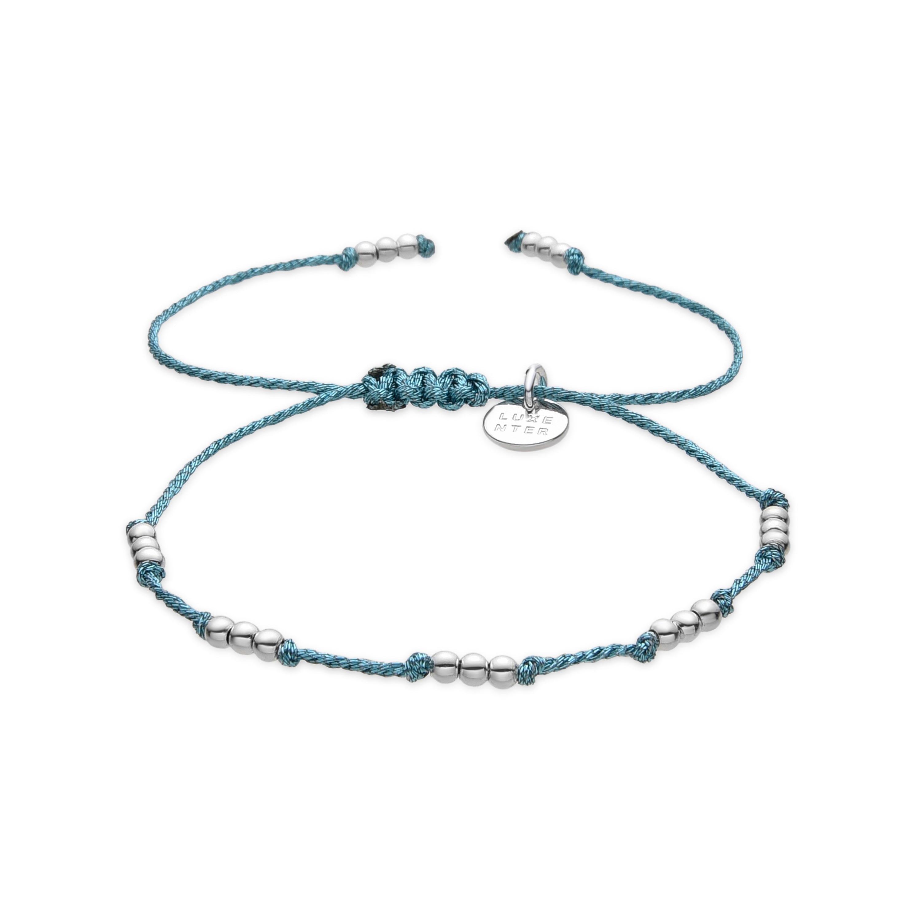Silver-plated bracelet with blue cotton - Ekilo