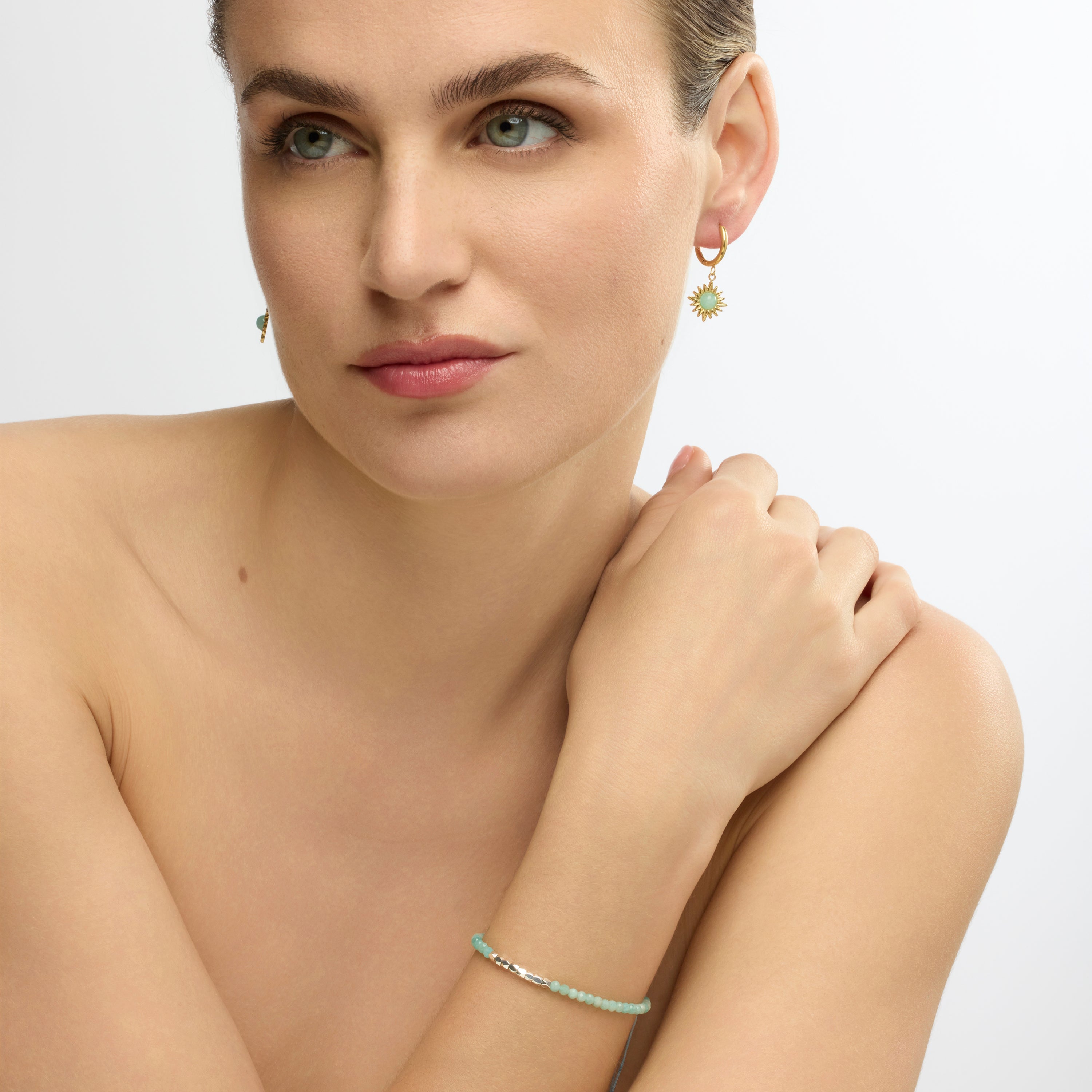 Silver-finished bracelet and Amazonite - Likah