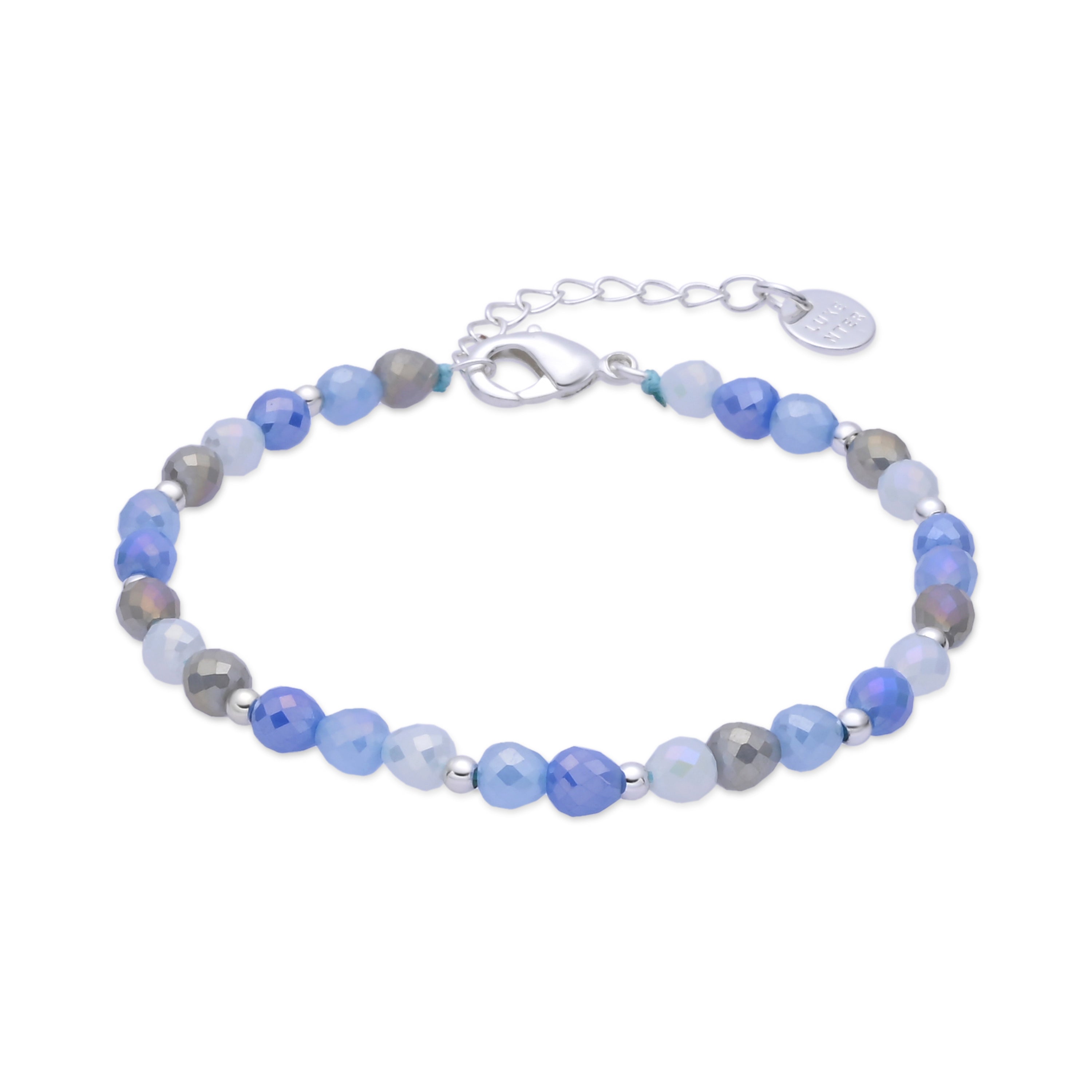 Rhodium-finished Blue Crystal Bracelet - Likdu