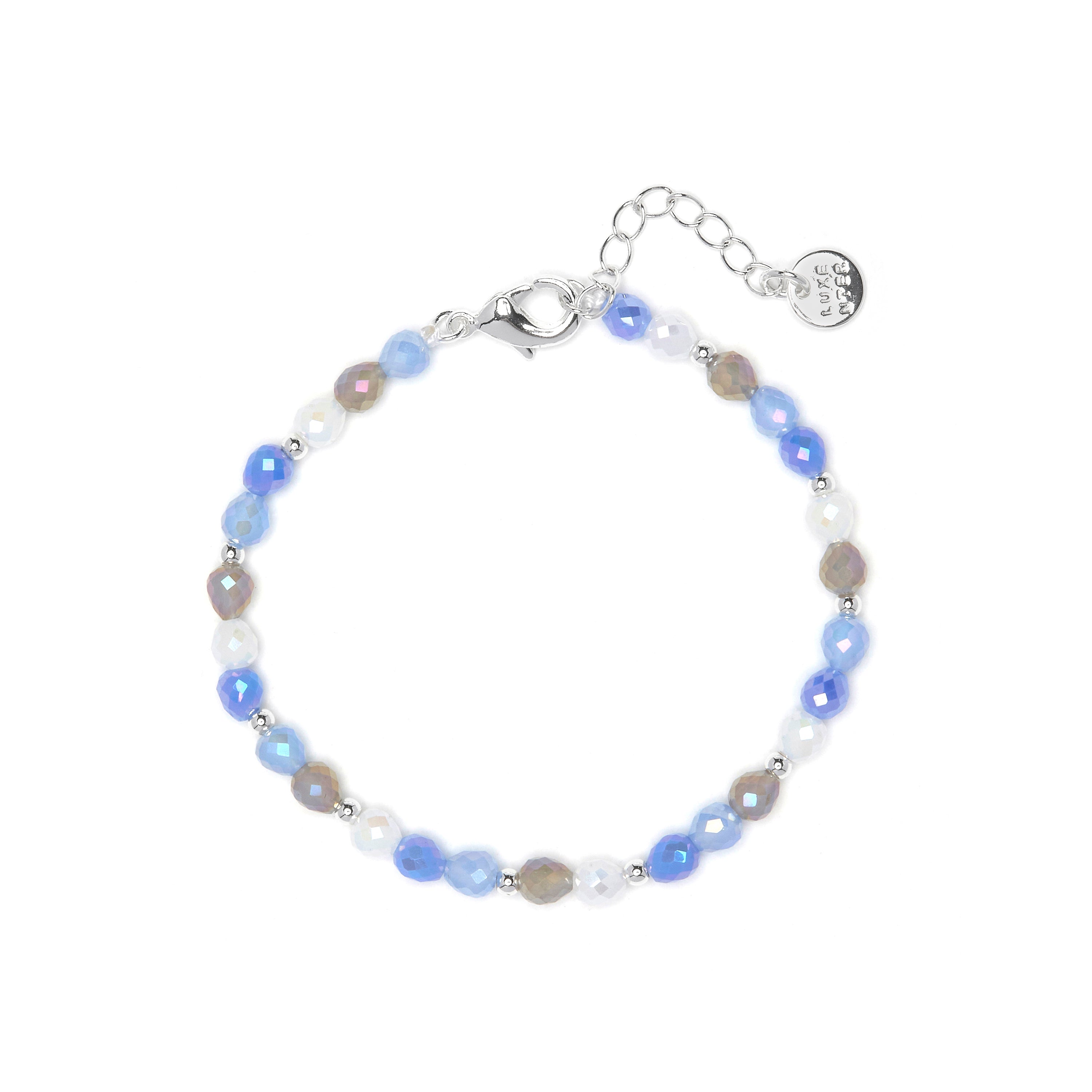 Rhodium-finished Blue Crystal Bracelet - Likdu