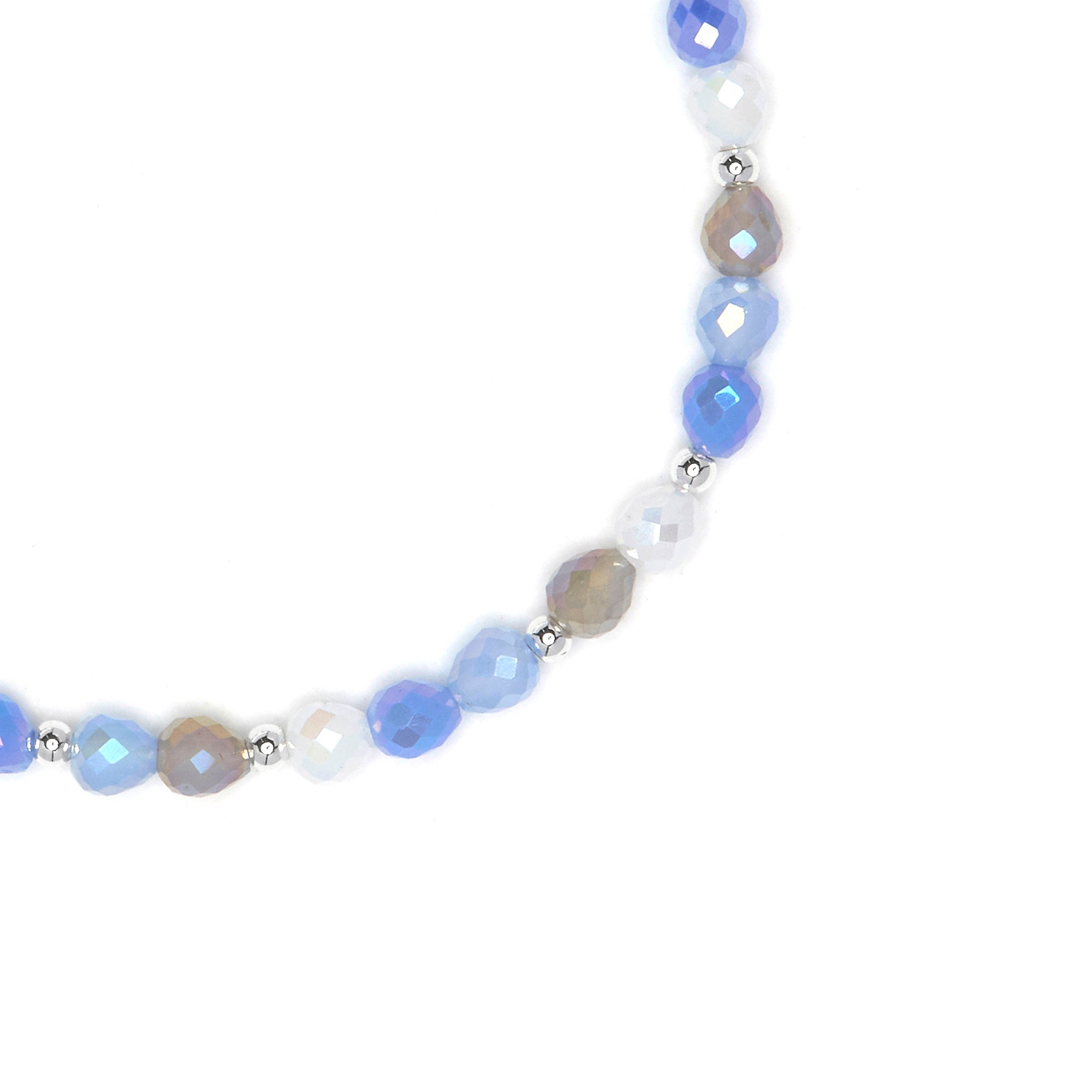 Rhodium-finished Blue Crystal Bracelet - Likdu