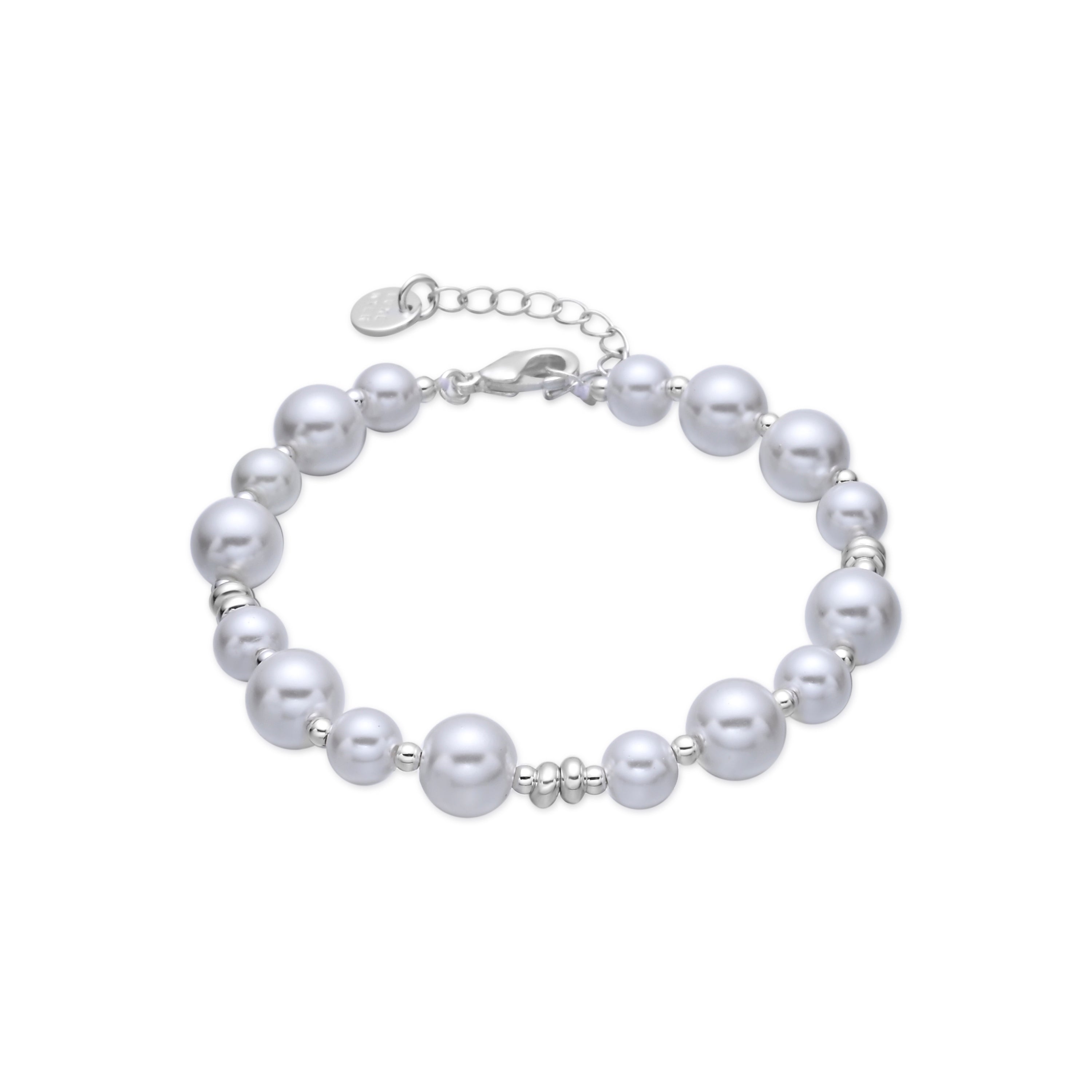 White Pearl Bracelet with rhodium plating - Akio