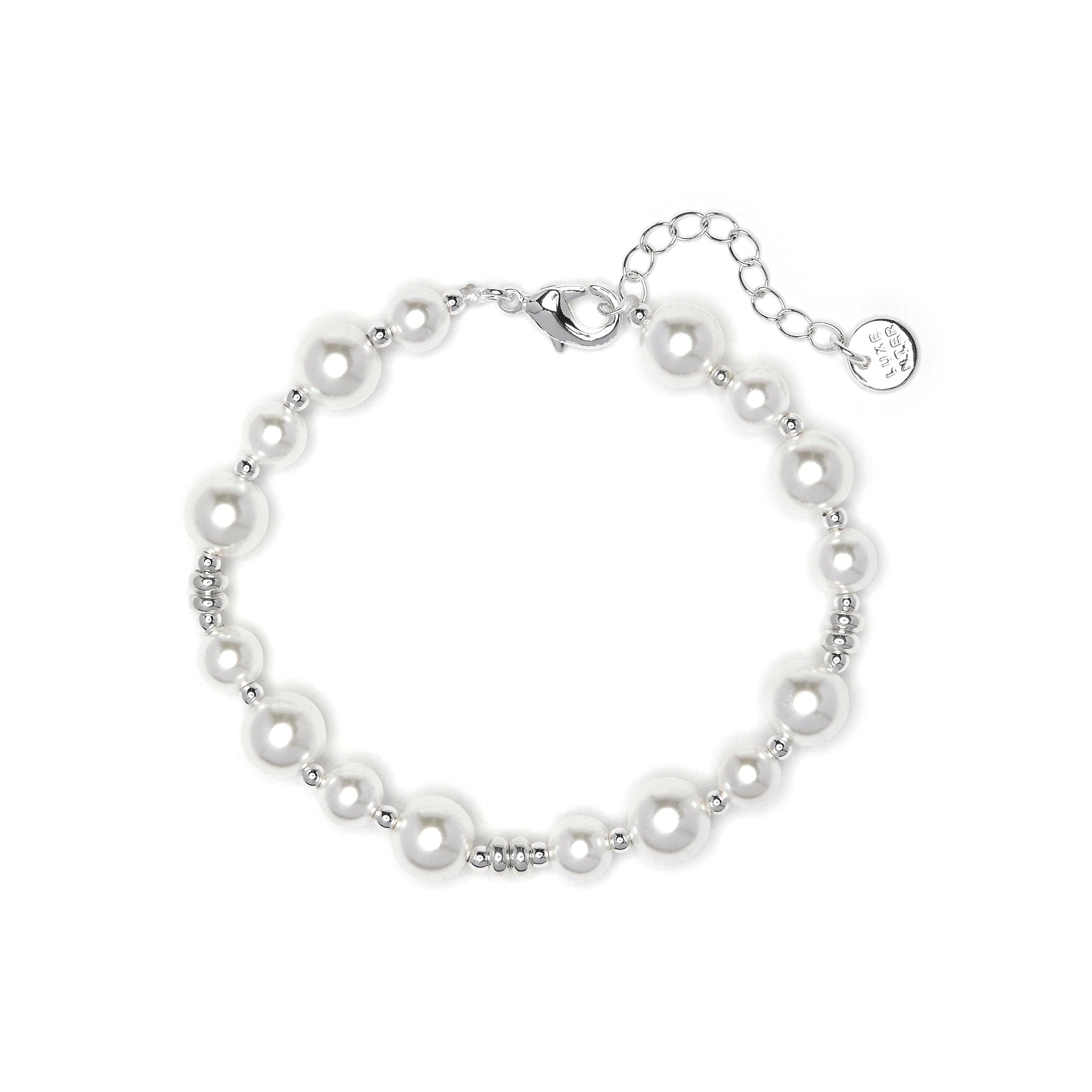 White Pearl Bracelet with rhodium plating - Akio