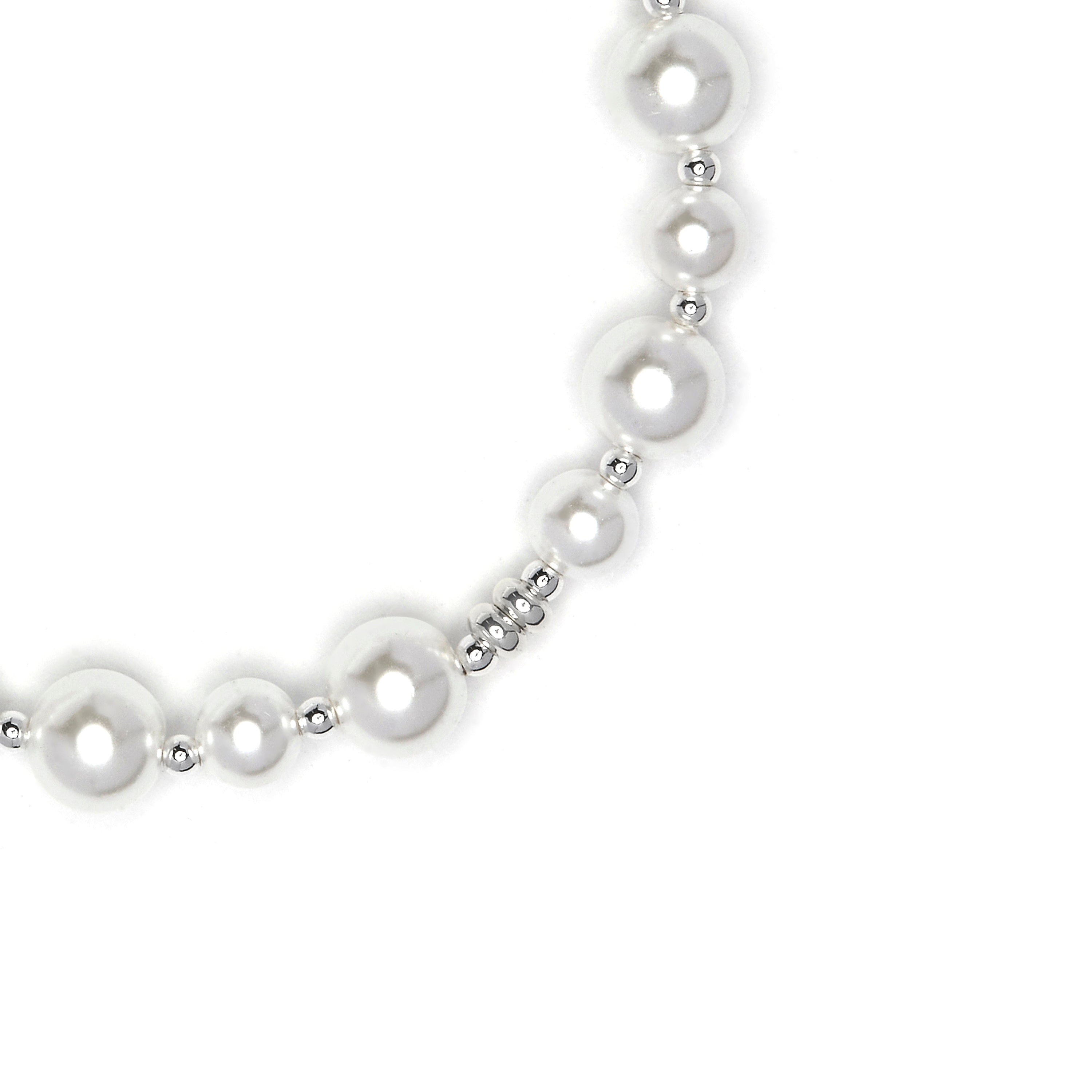 White Pearl Bracelet with rhodium plating - Akio