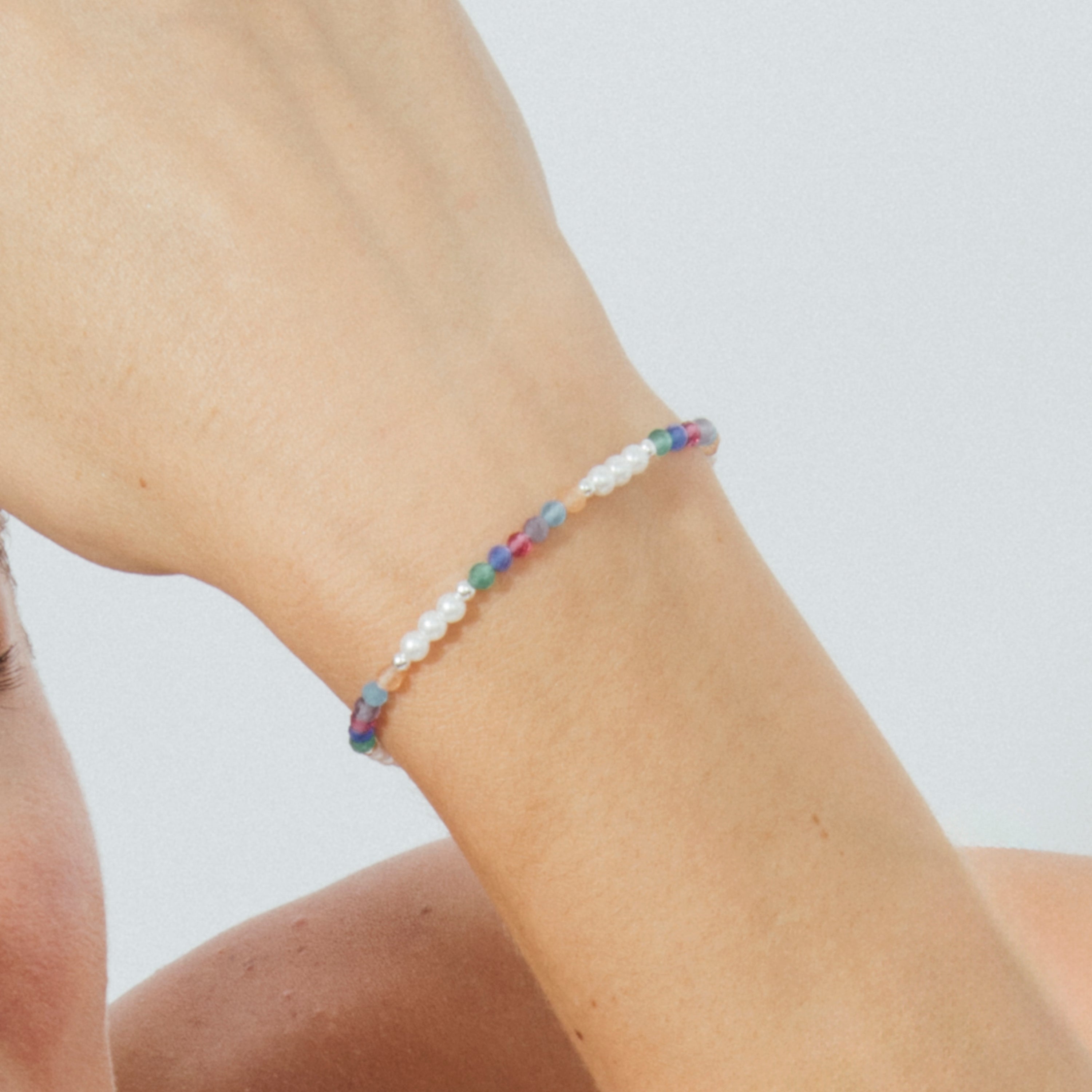 Multicolor rhodium-plated crystal bracelet - Sury