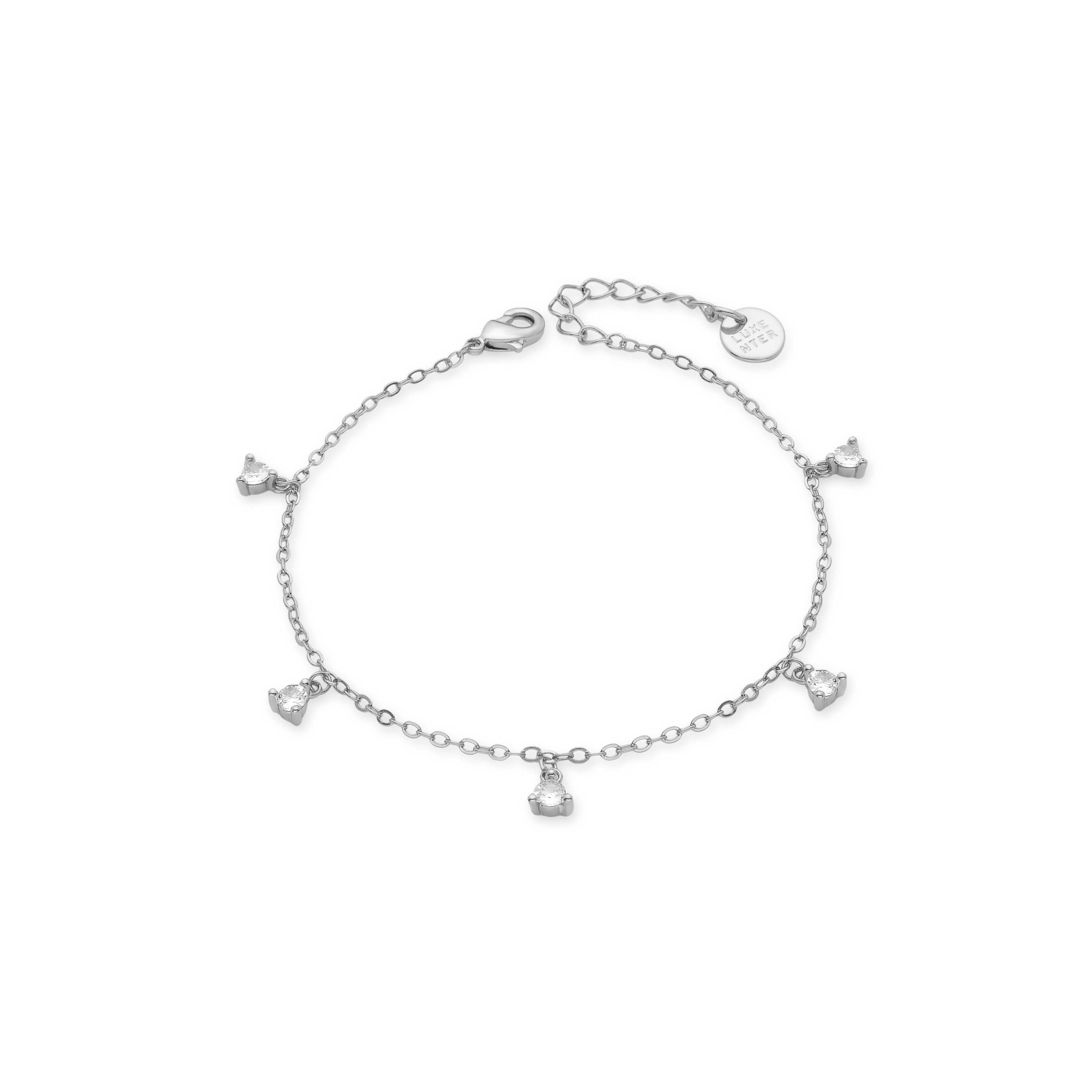 Sparkling Zirconia Rhodium-Plated Bracelet - Kisain