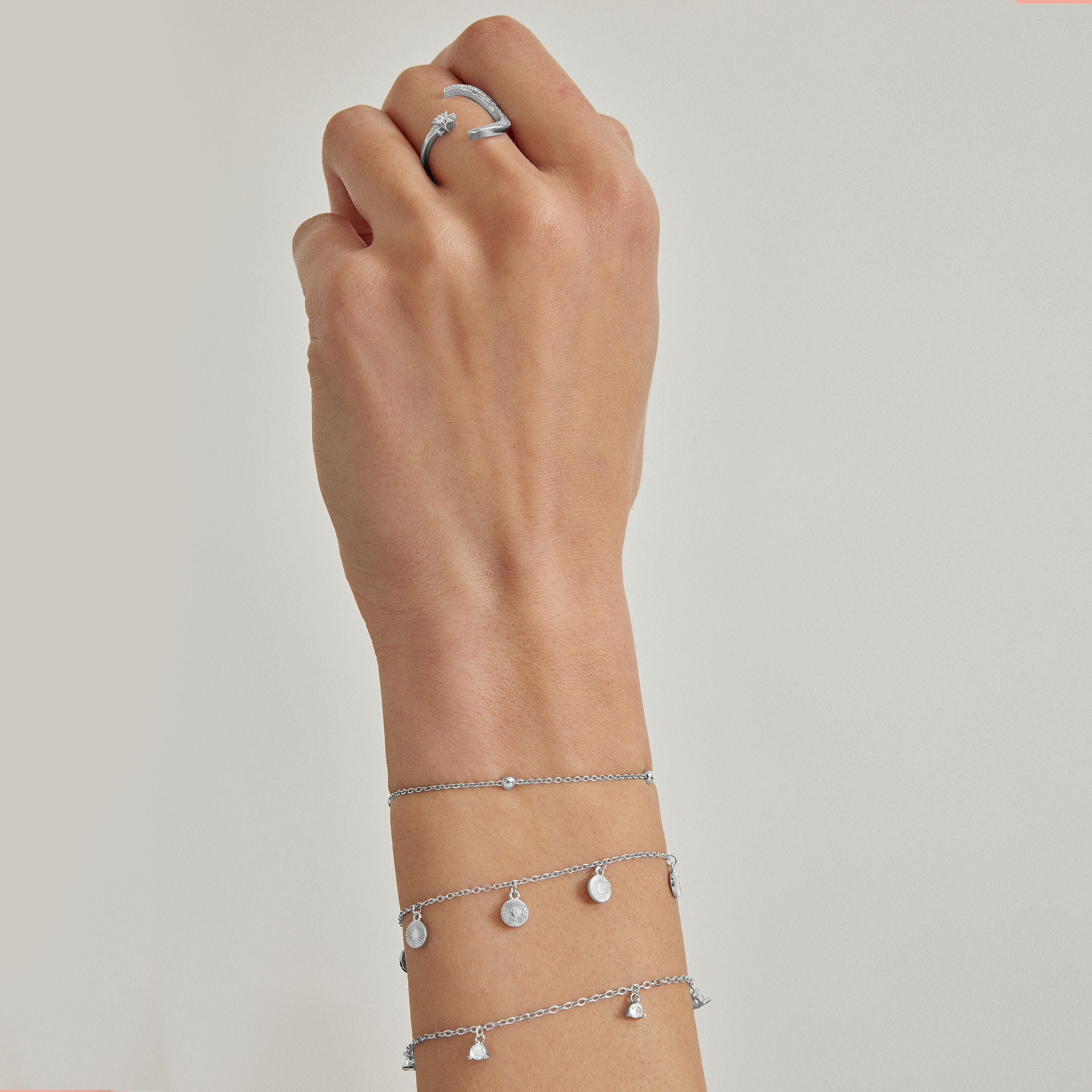Sparkling Zirconia Rhodium-Plated Bracelet - Kisain