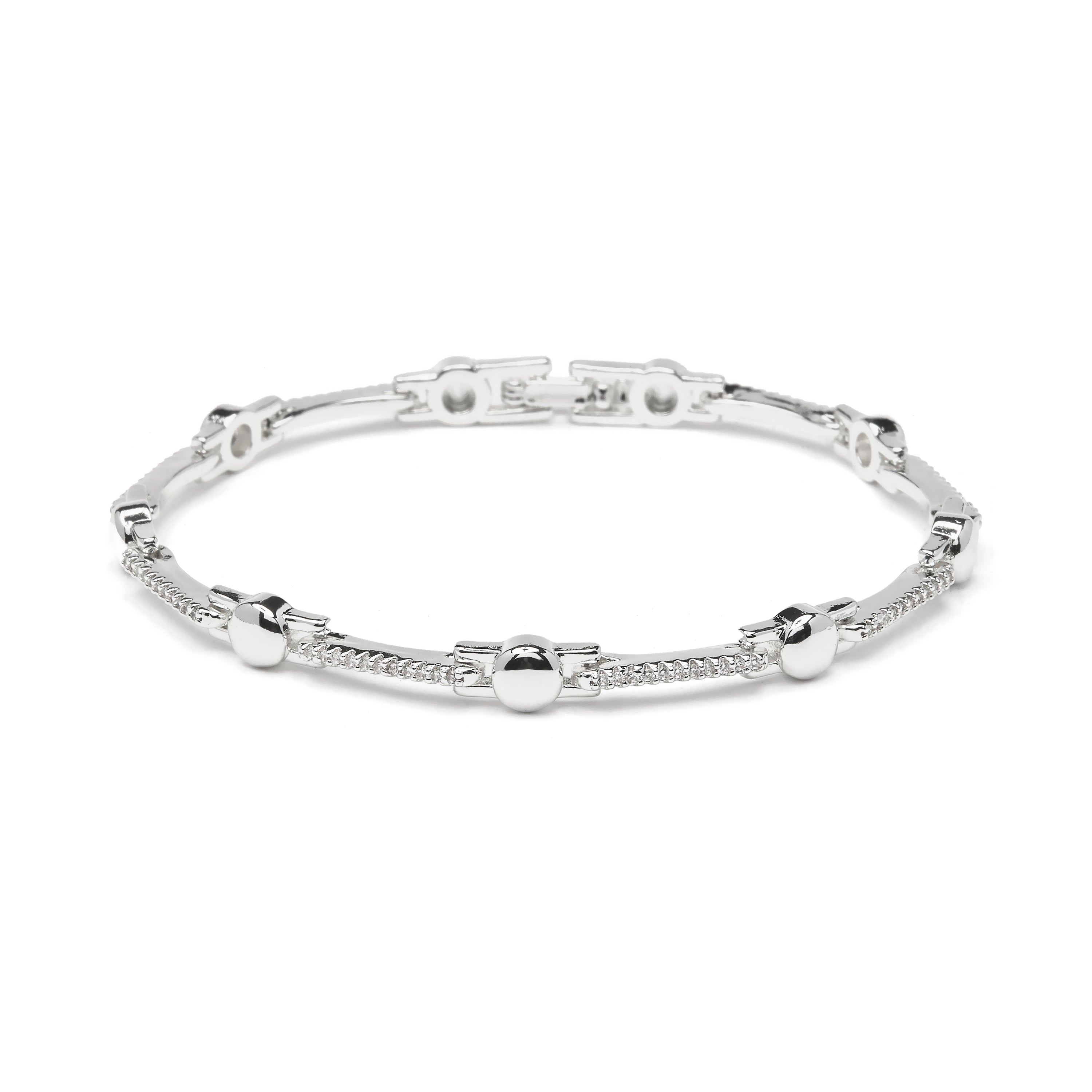 Sparkling Cubic Zirconia Bracelet with Rhodium Plating - Rarix