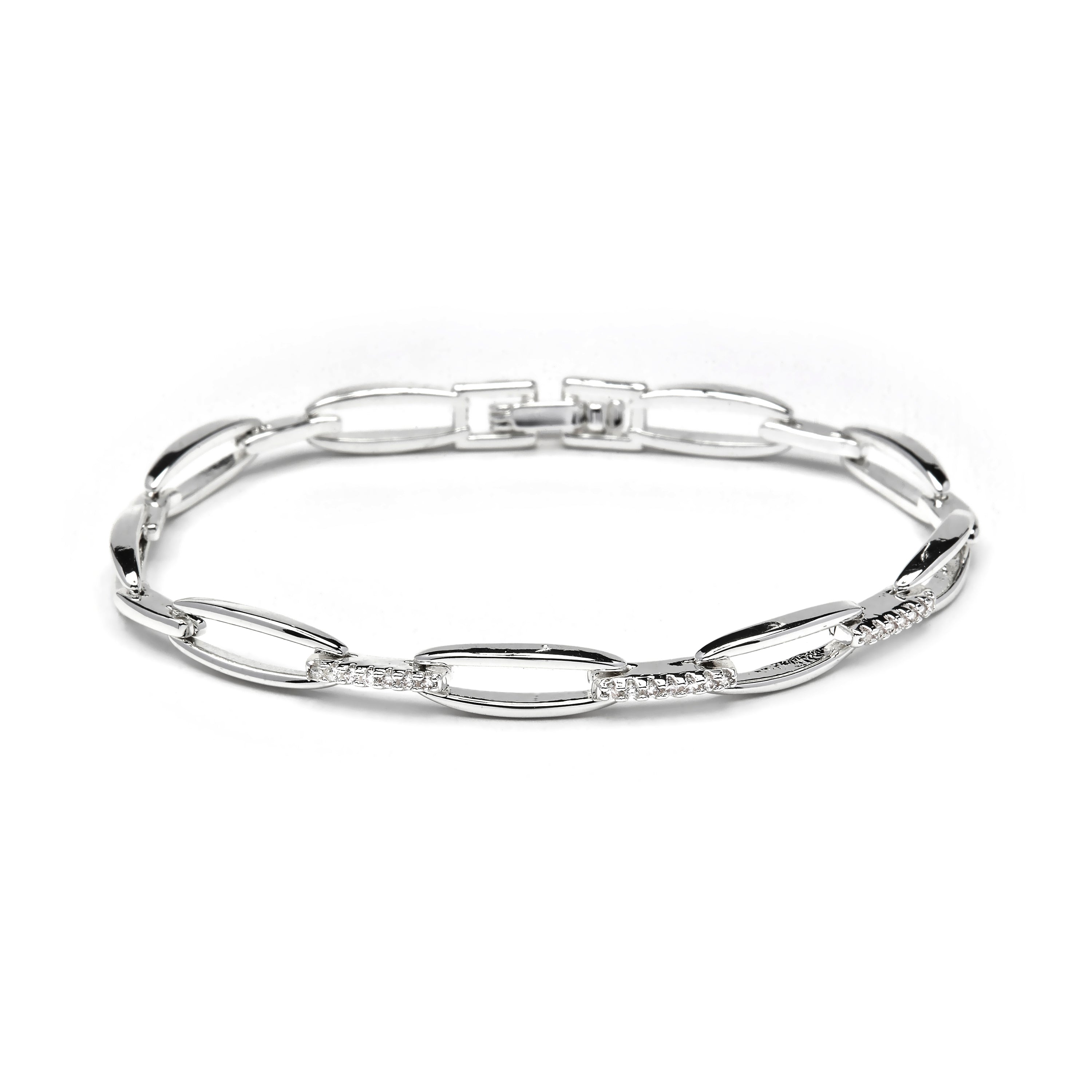 Shiny Zirconia Bracelet with rhodium plating - Thylo