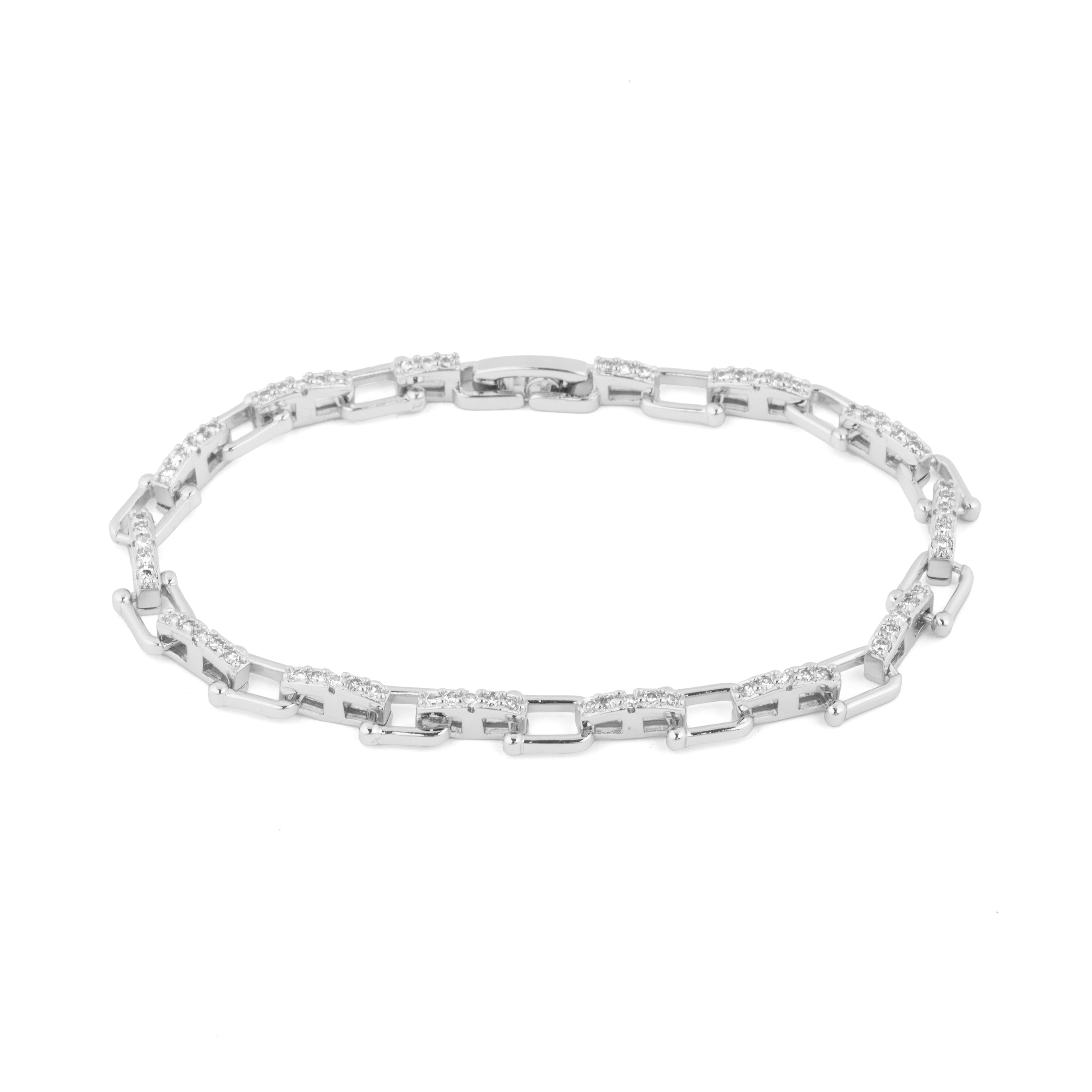 Rhodium-plated Brilliant Zirconia Bracelet - Dordel