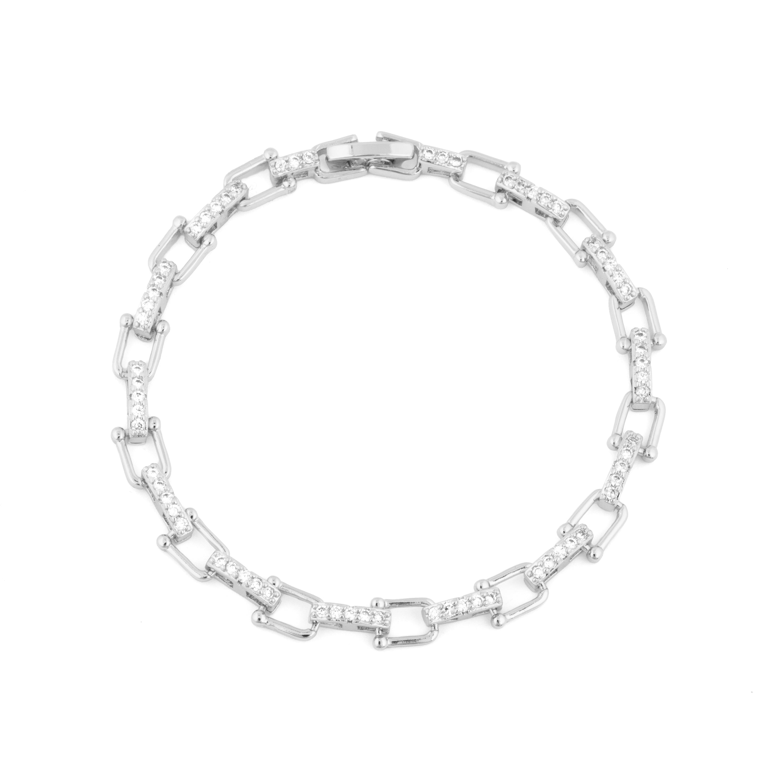 Rhodium-plated Brilliant Zirconia Bracelet - Dordel