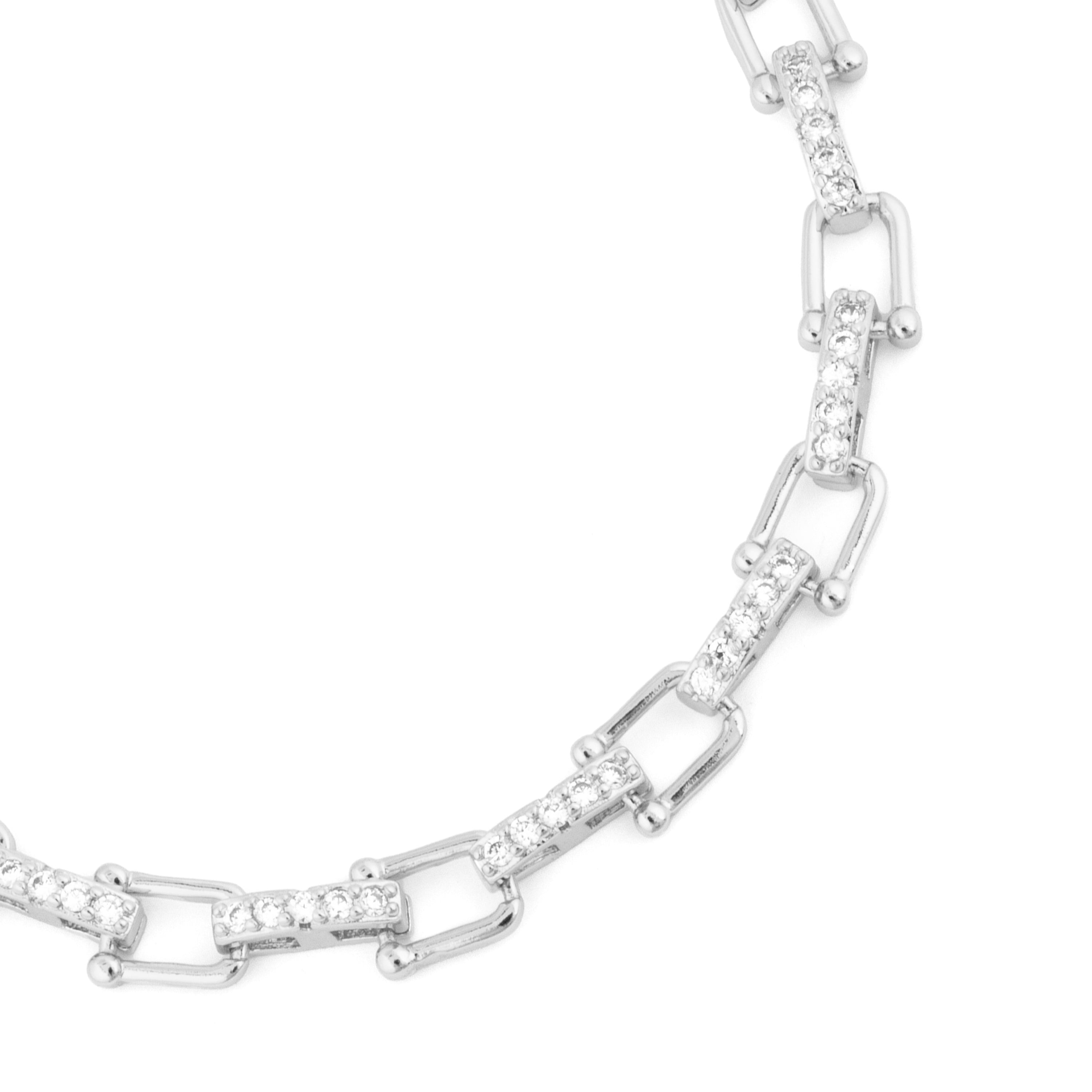 Rhodium-plated Brilliant Zirconia Bracelet - Dordel