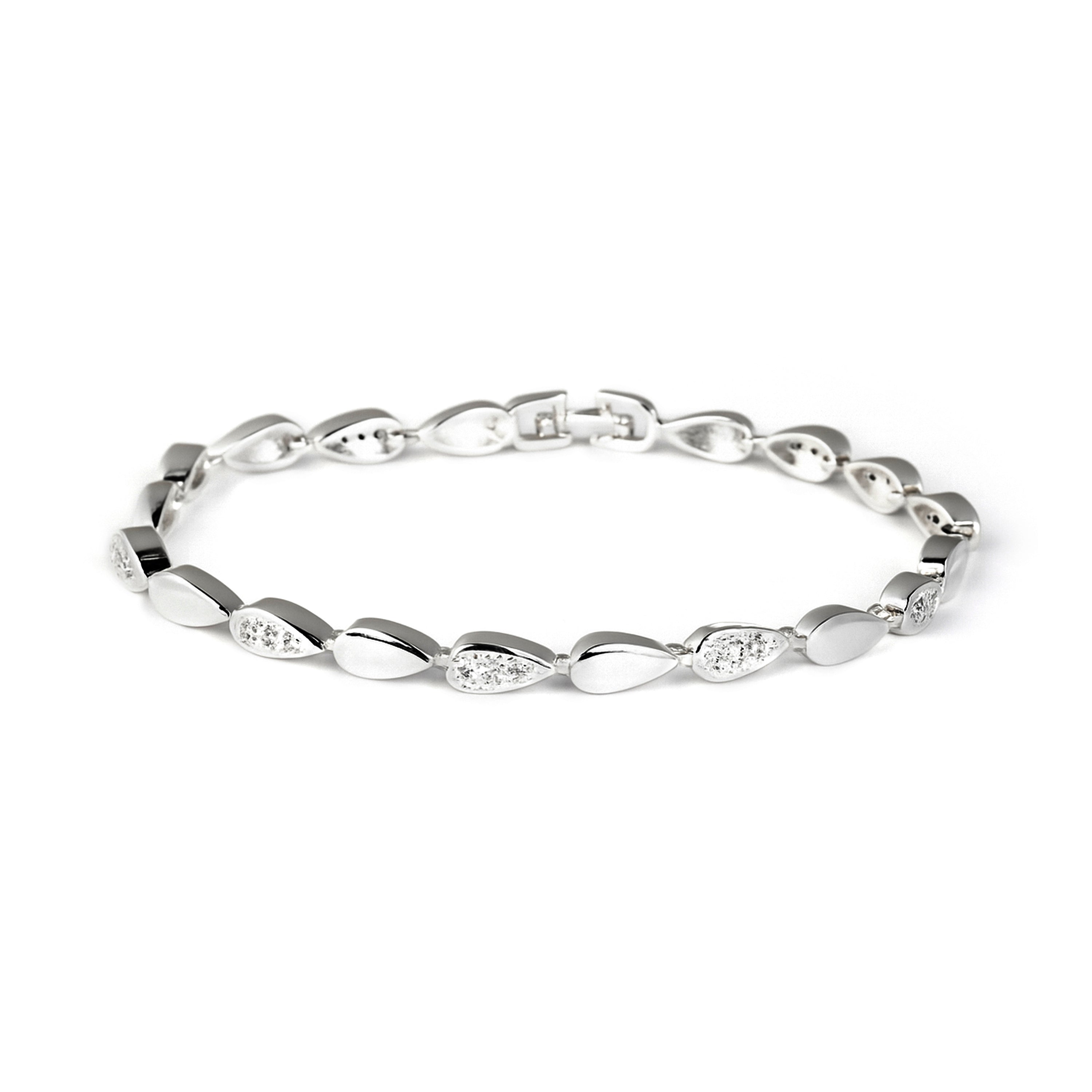 Shiny Zirconia bracelet with rhodium plating - Tanal