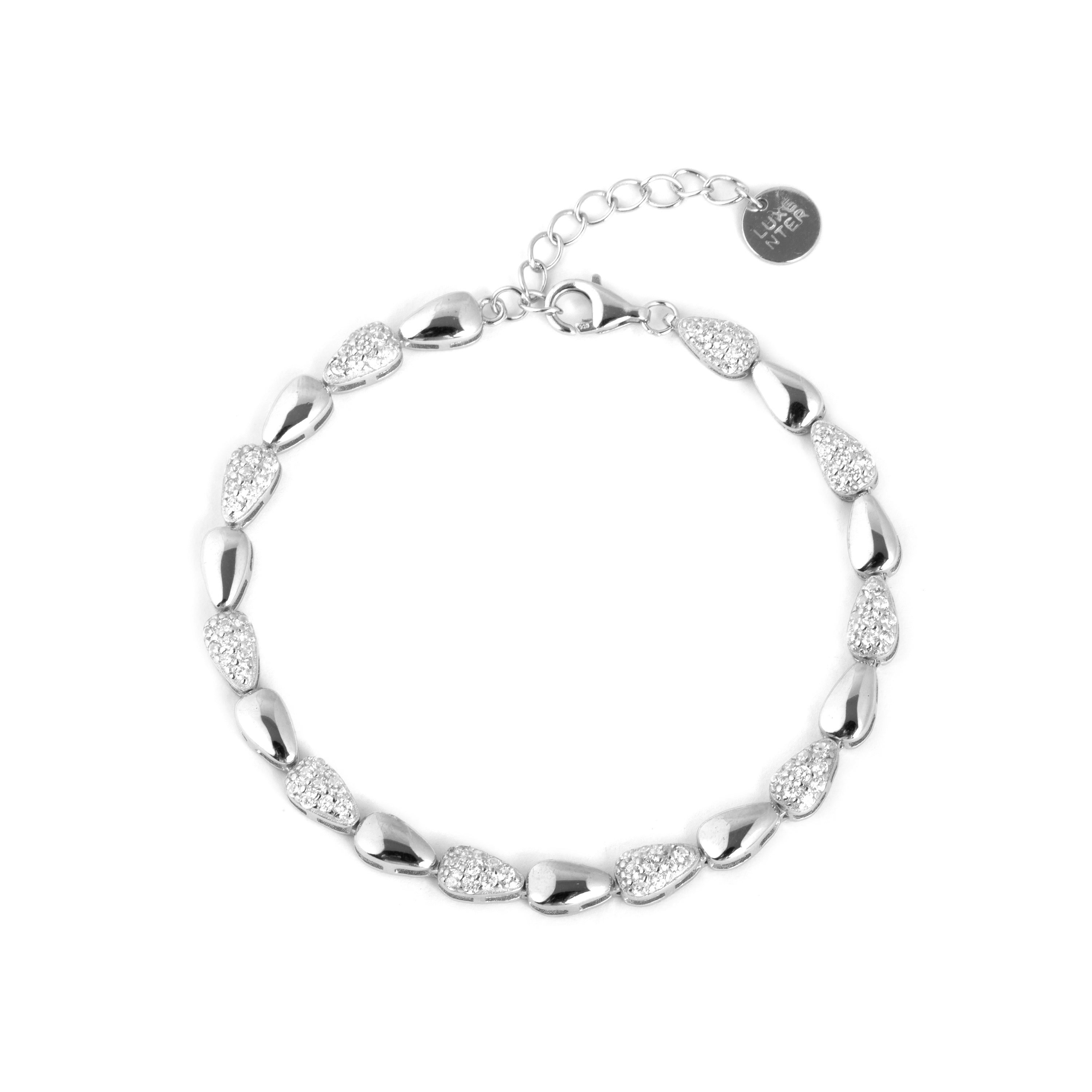 Shiny Zirconia bracelet with rhodium plating - Tanal