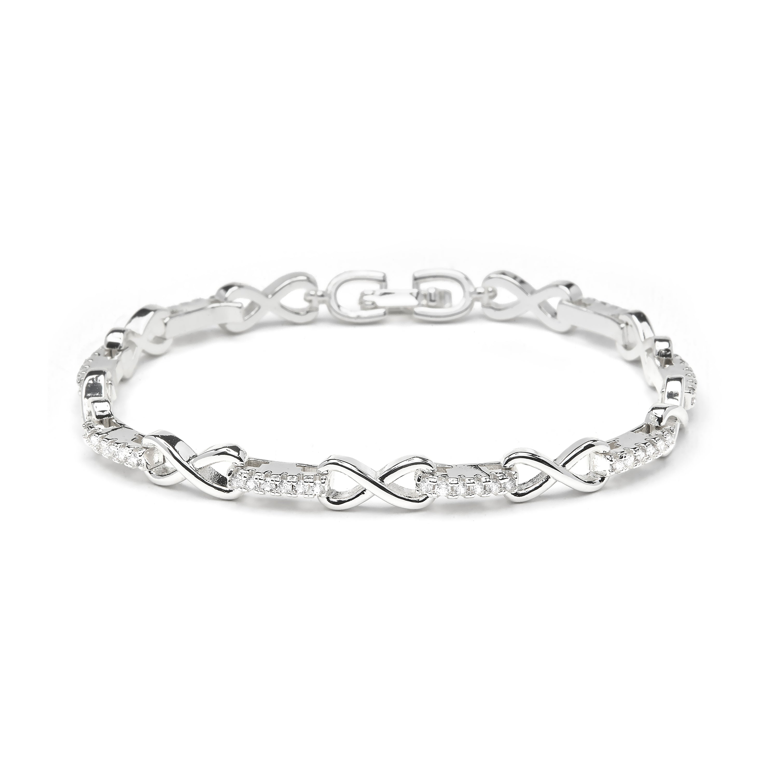 Rhodium-Plated Shimmering Zirconia Bracelet - Raak