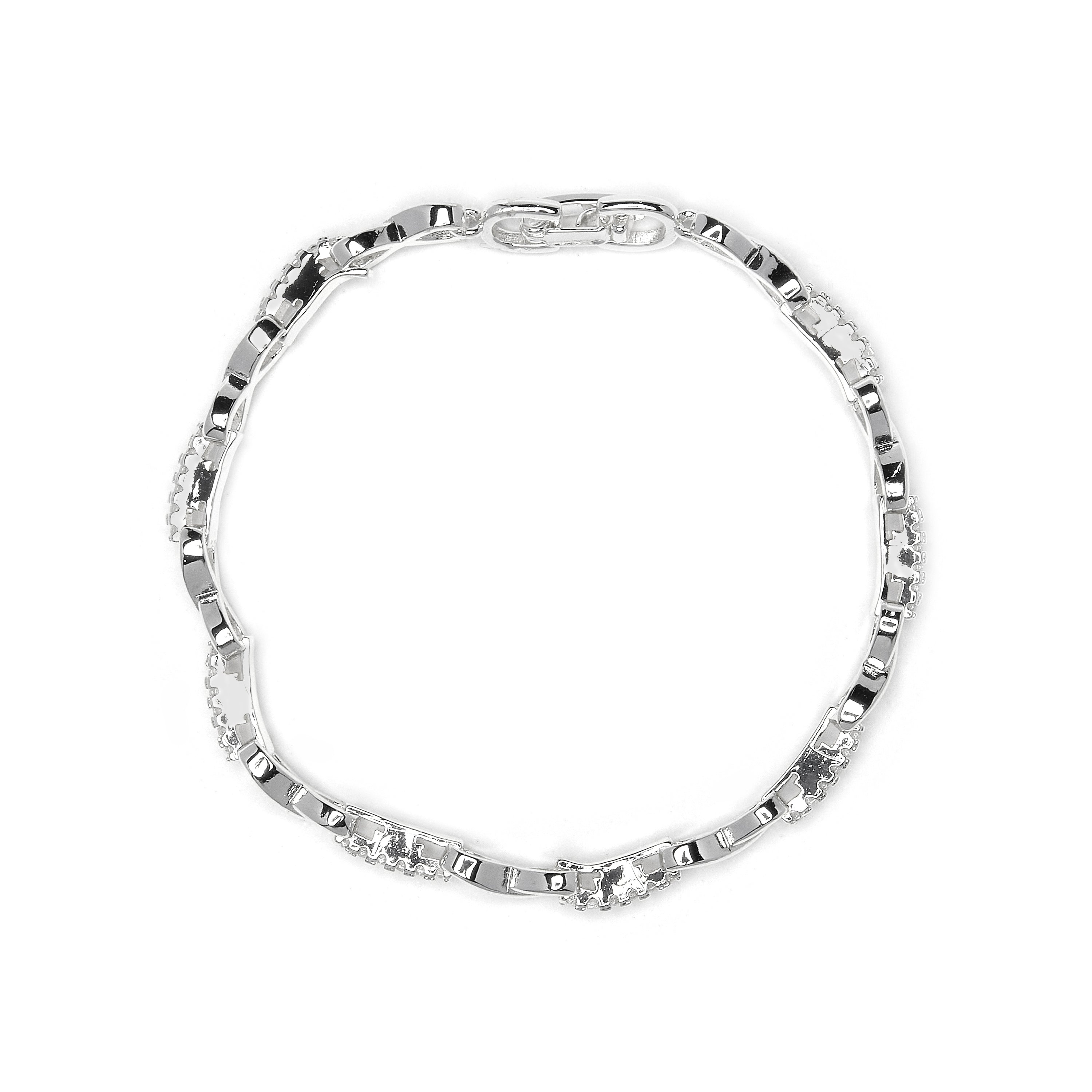 Rhodium-Plated Shimmering Zirconia Bracelet - Raak