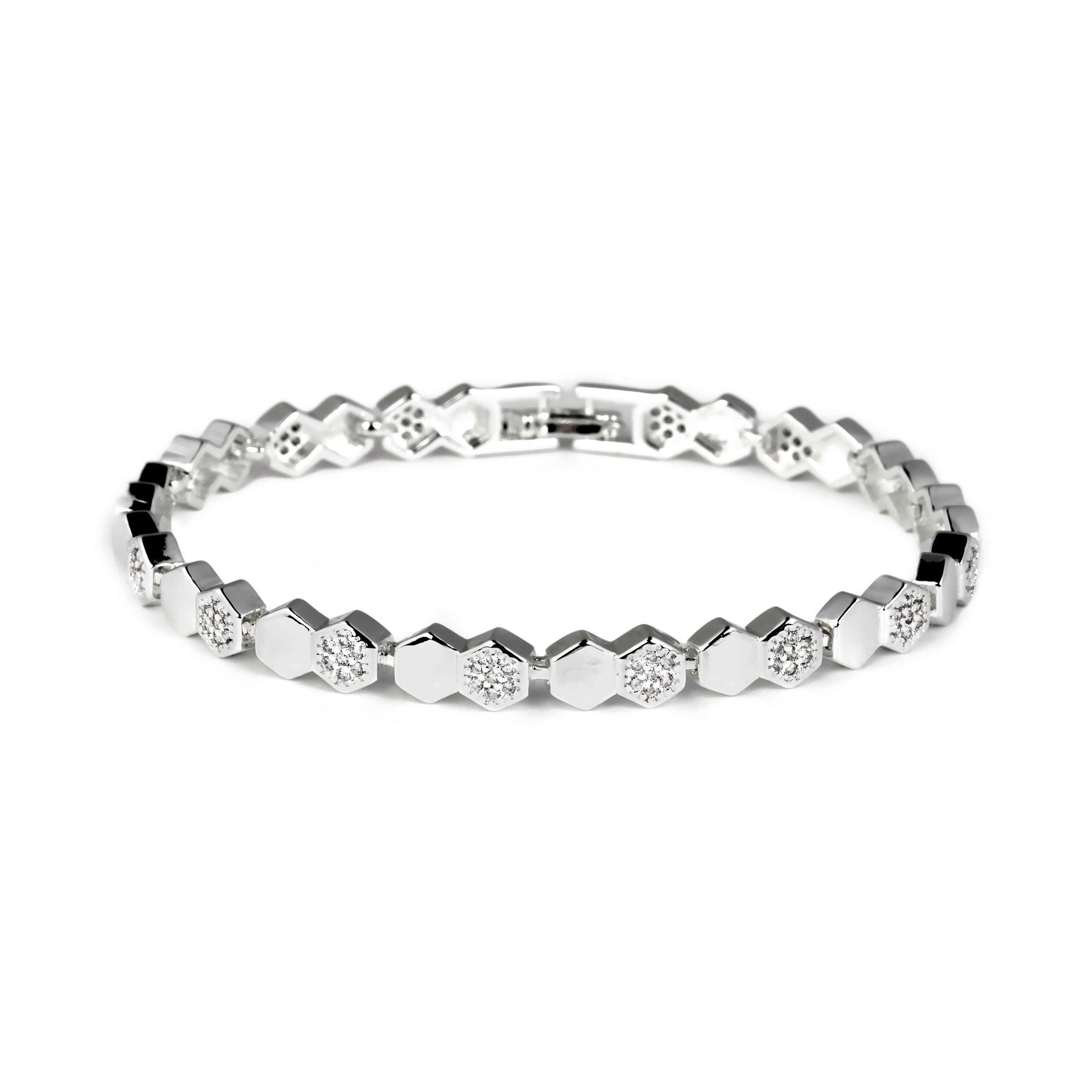 Rhodium-plated Brilliant Zirconia Bracelet - Lyth