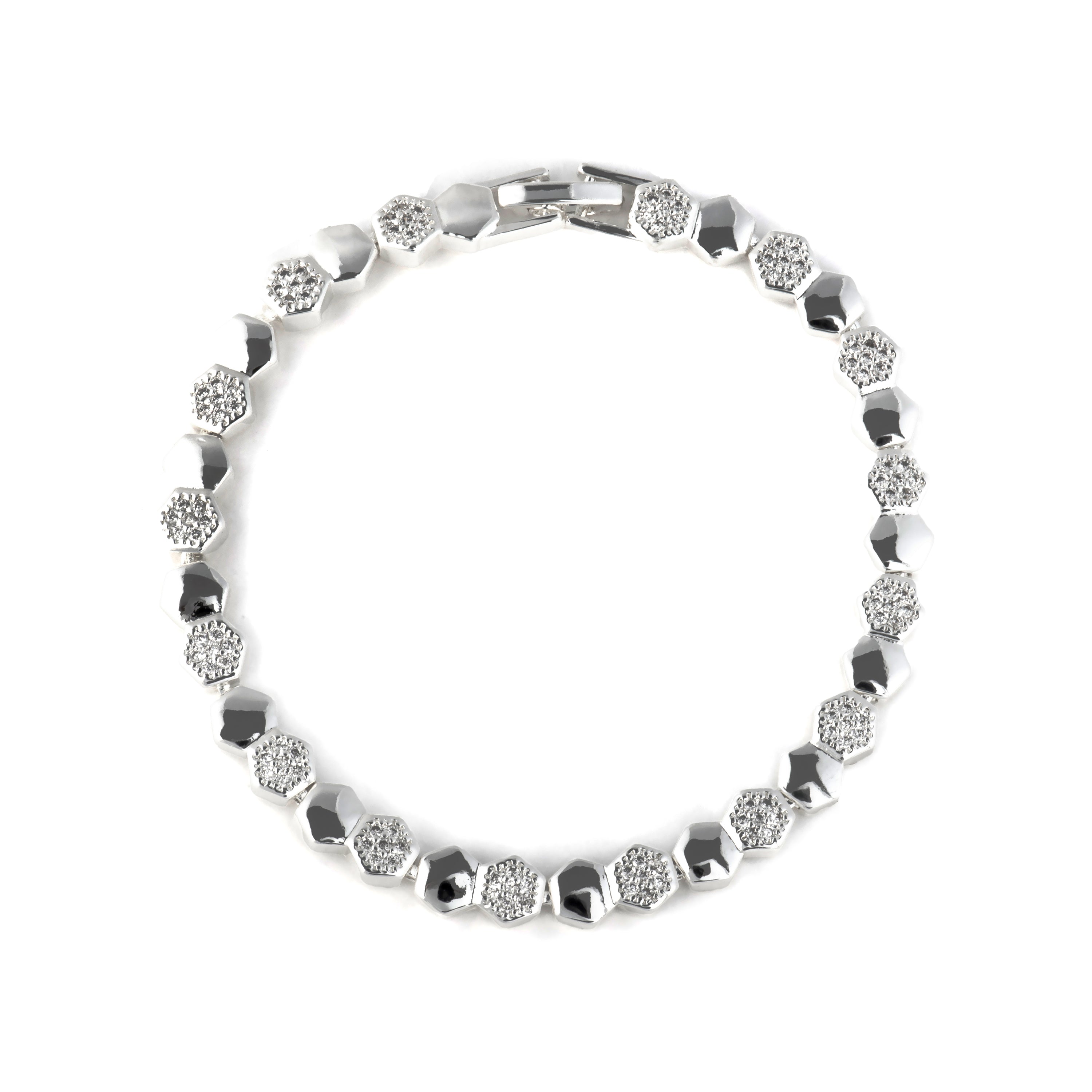 Rhodium-plated Brilliant Zirconia Bracelet - Lyth
