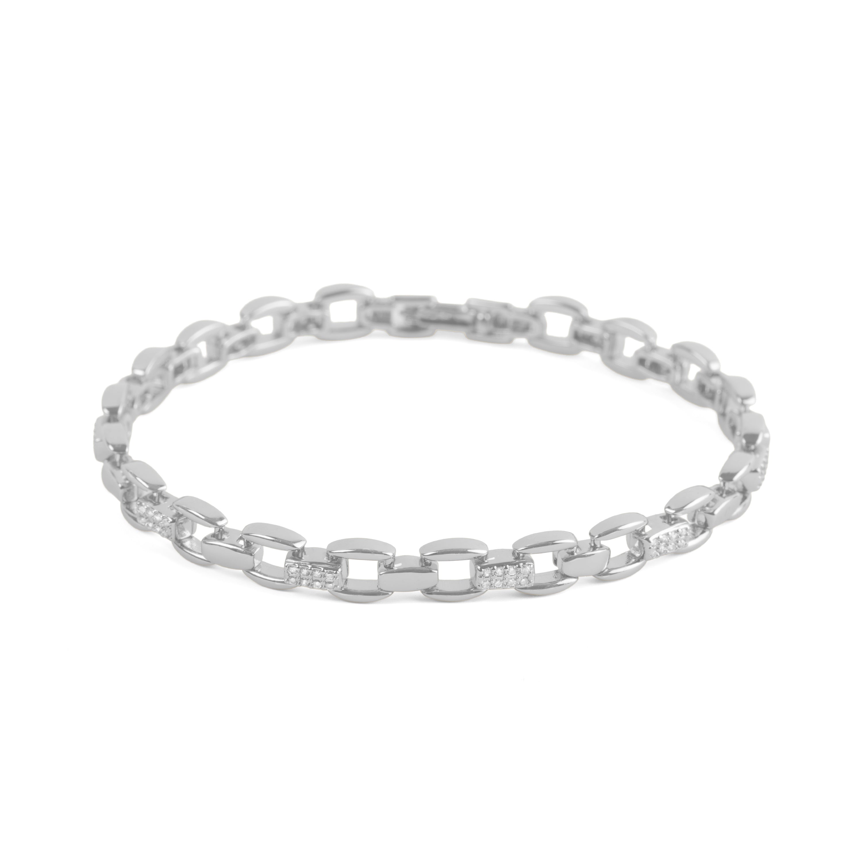 Rhodium Plated Sparkling Zirconia Bracelet - Yaris