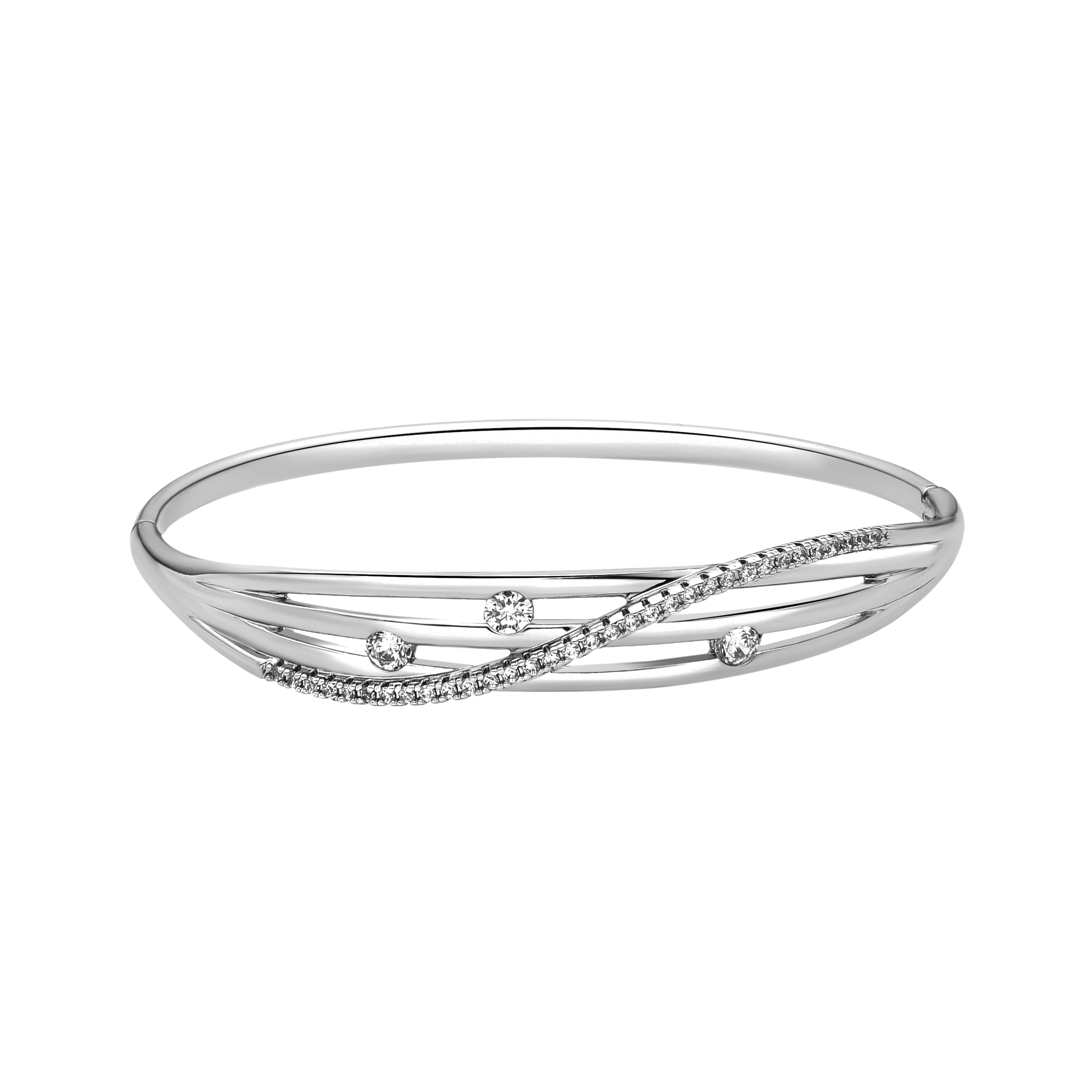 Bracelet with shiny zirconia in silver finish - Rienme