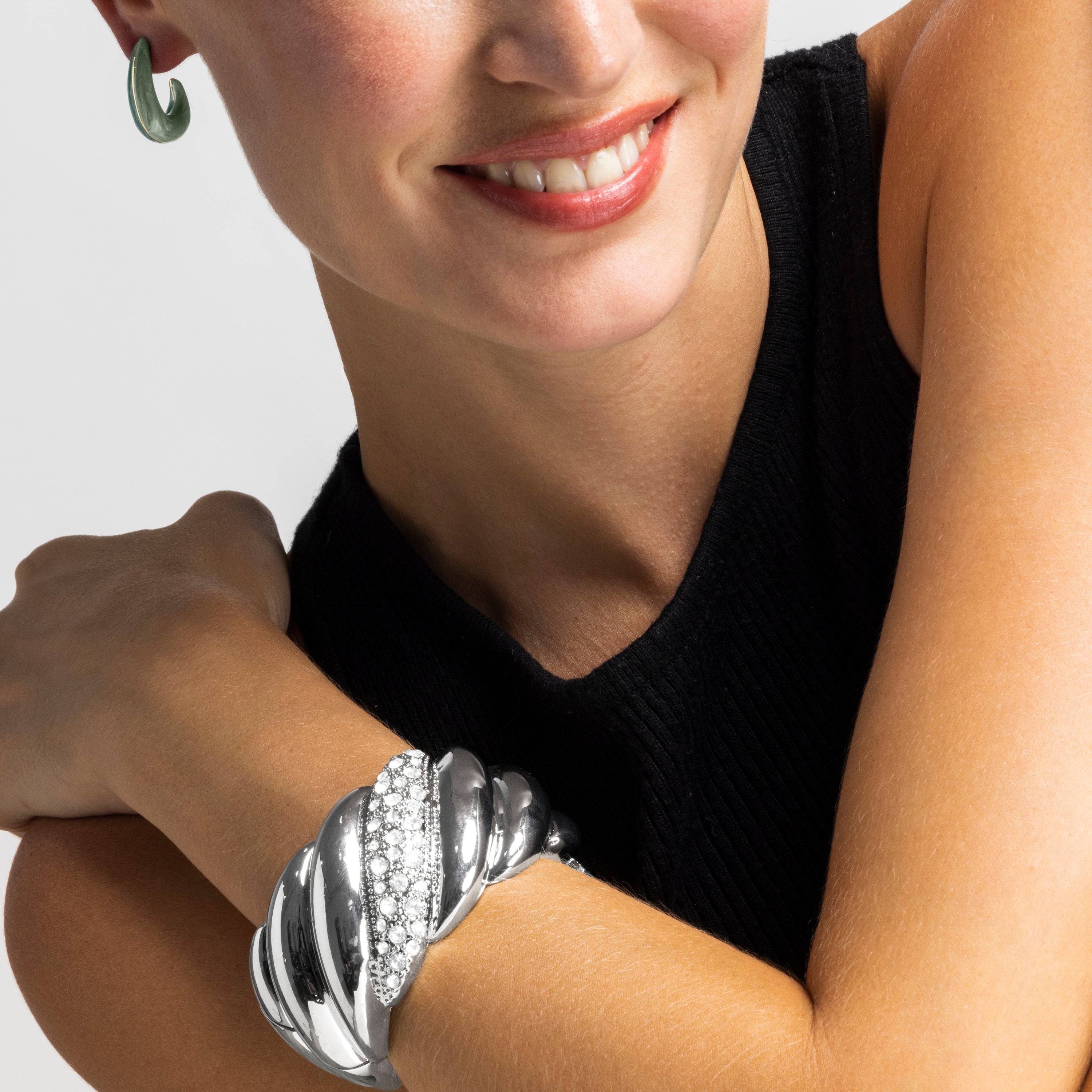Bracelet with shiny zirconia in silver finish - Eiuh