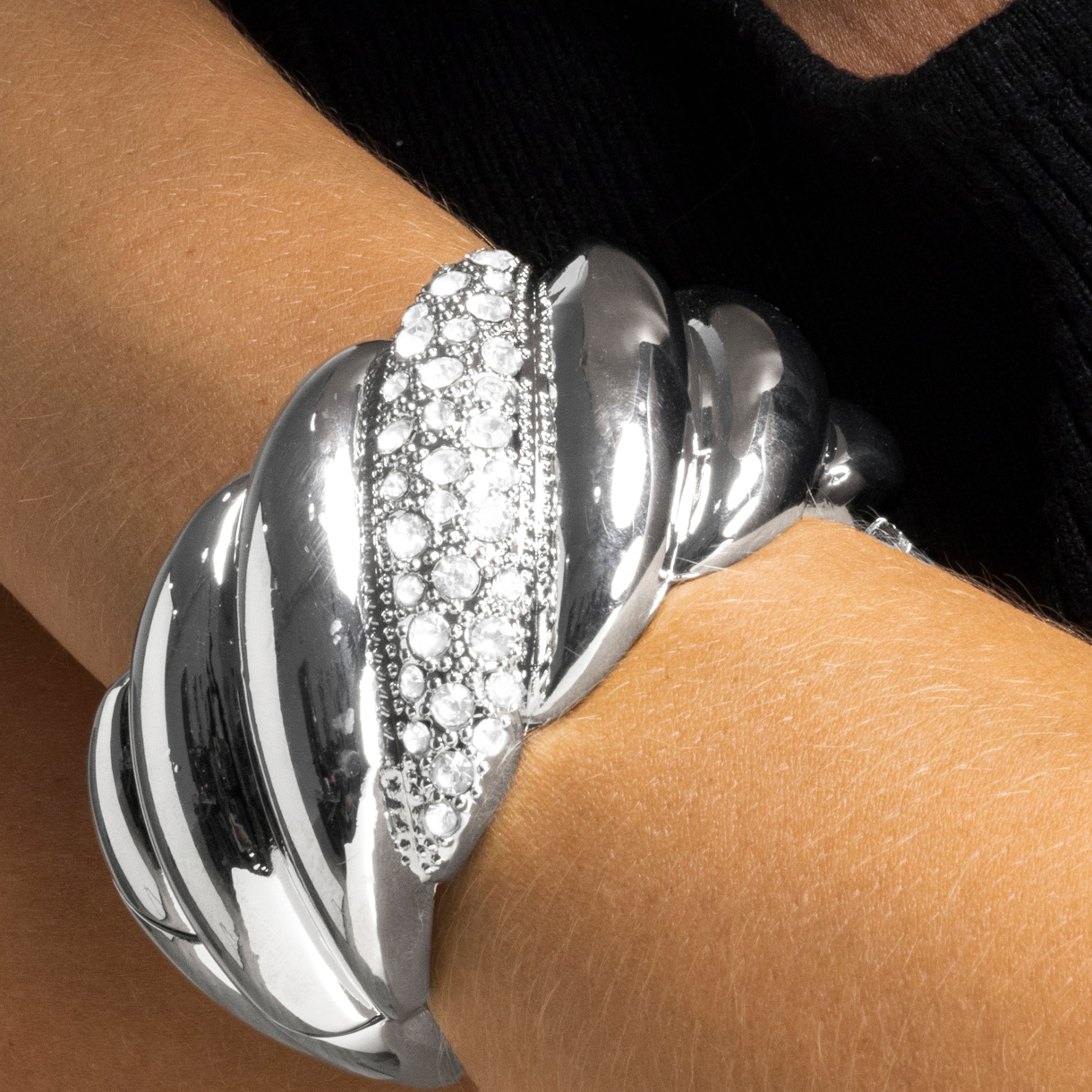 Bracelet with shiny zirconia in silver finish - Eiuh