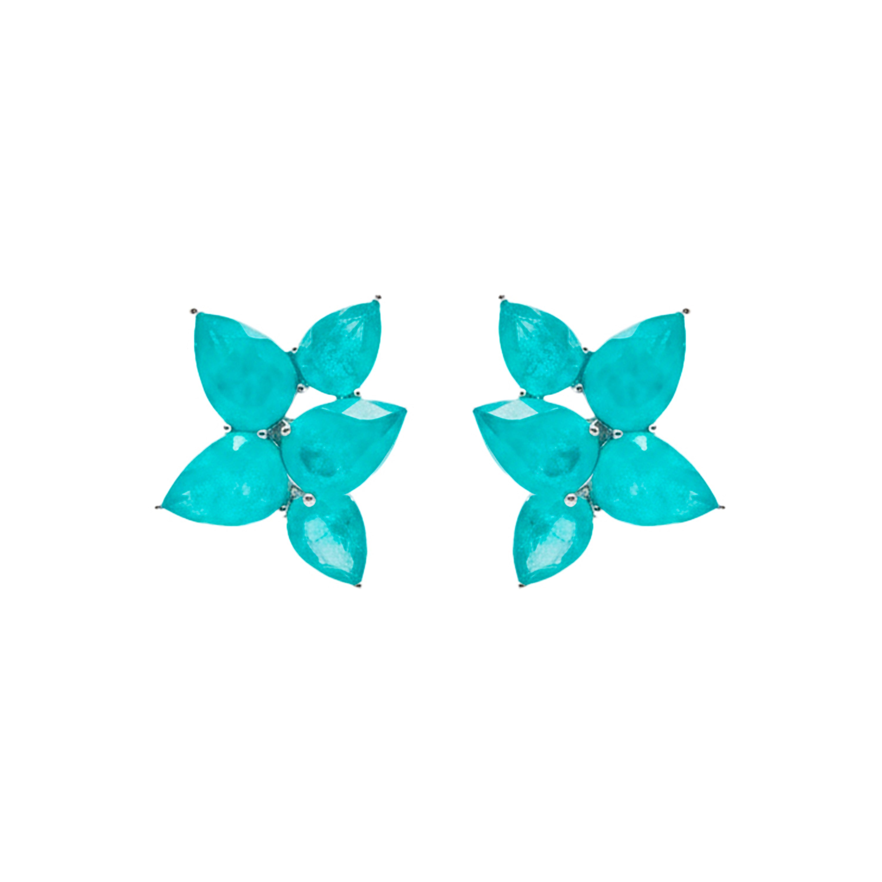 Pendientes de Cuarzo Hidrotermal Verde Paraiba Acabado En Plata - Lynor