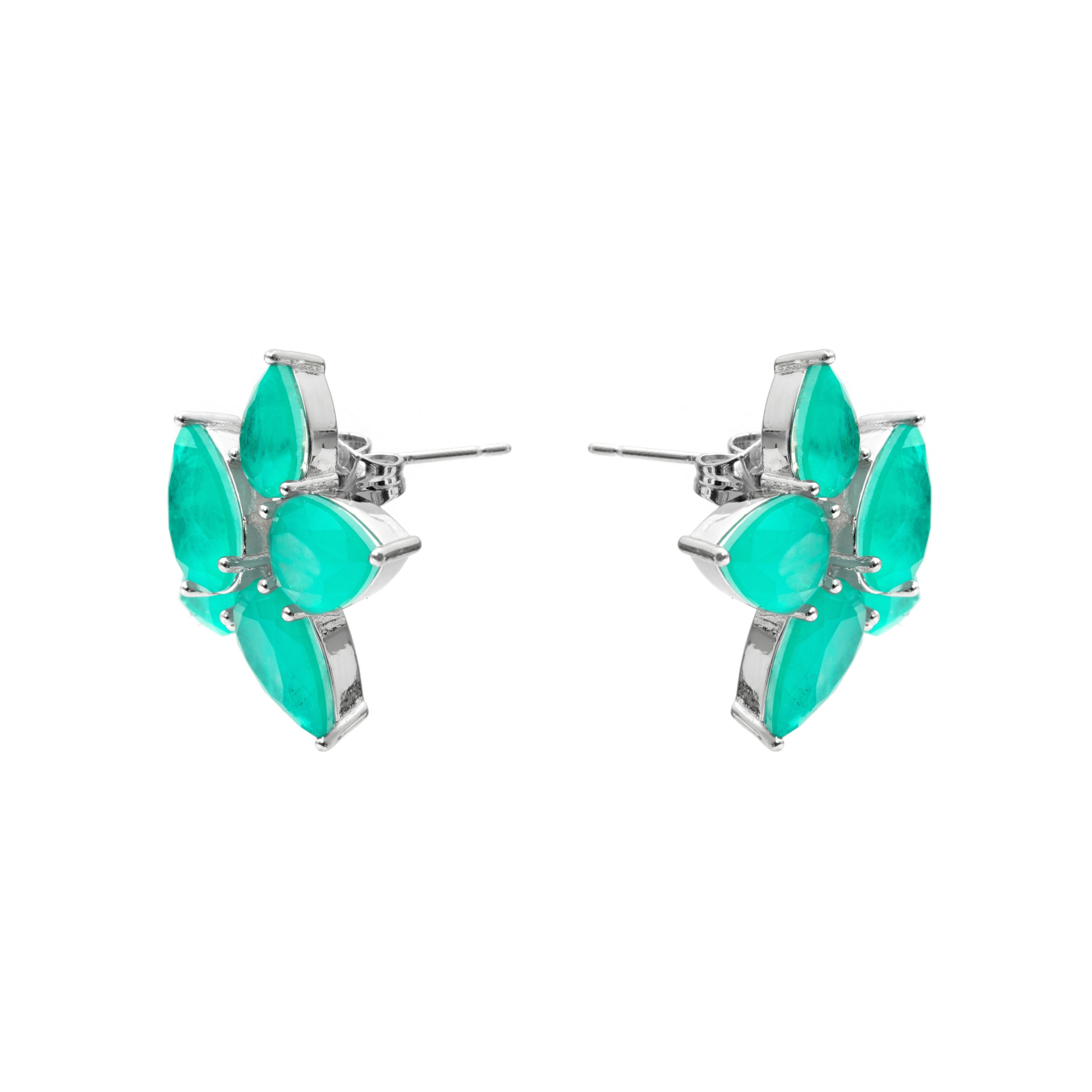 Pendientes de Cuarzo Hidrotermal Verde Paraiba Acabado En Plata - Lynor