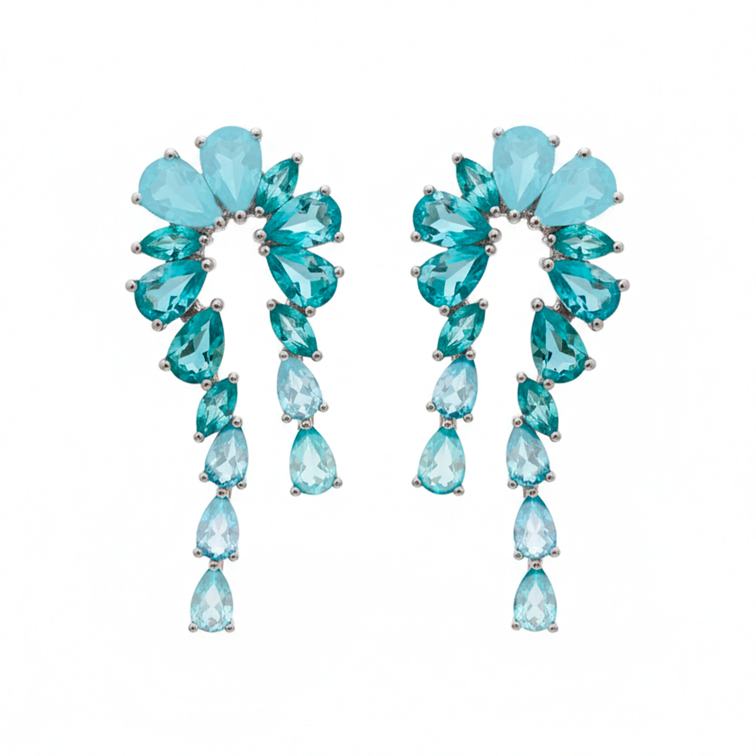 Paraiba Green Hydrothermal Quartz Sterling Silver Earrings - Ridba