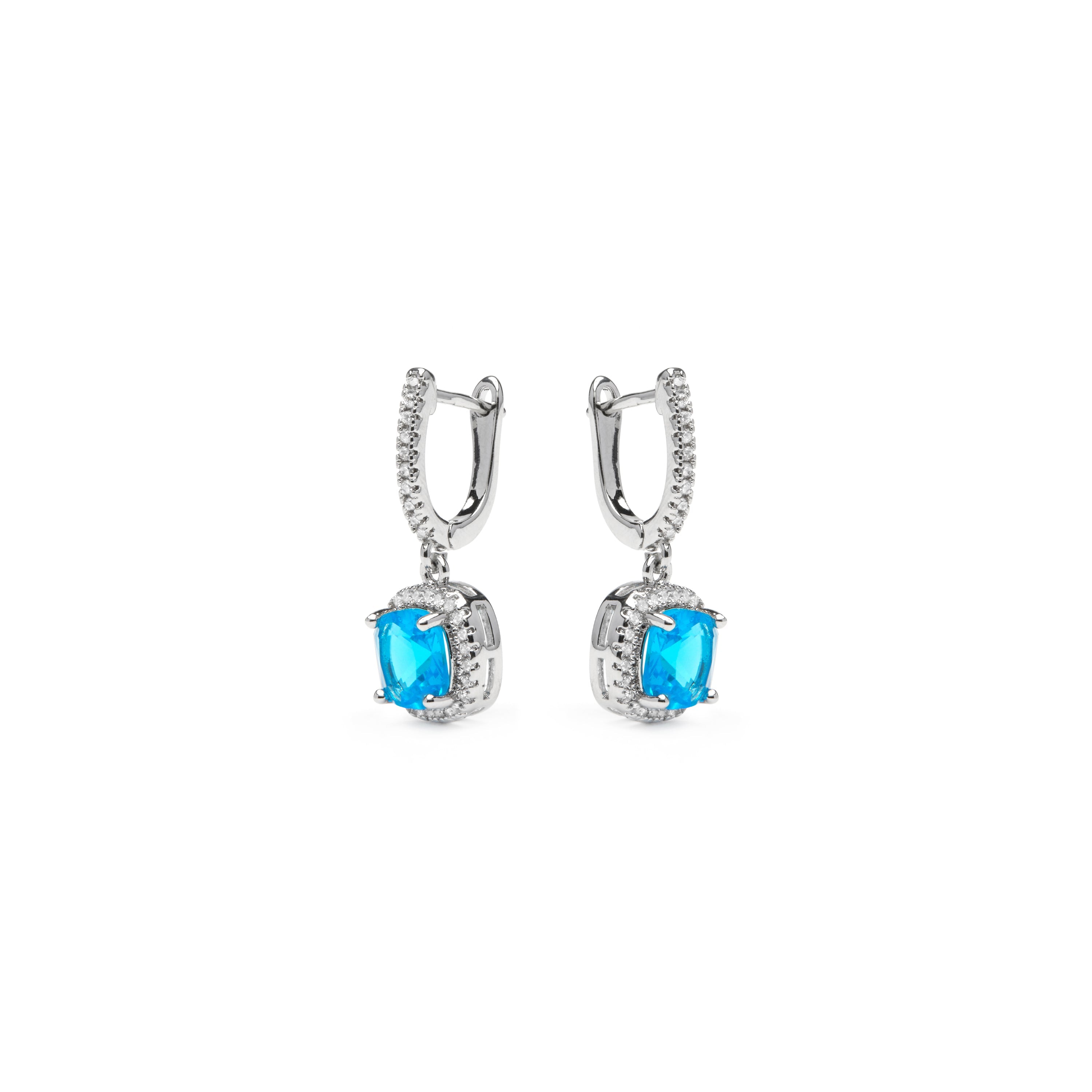Blue Topaz Cubic Zirconia Silver-Plated Earrings - Kada