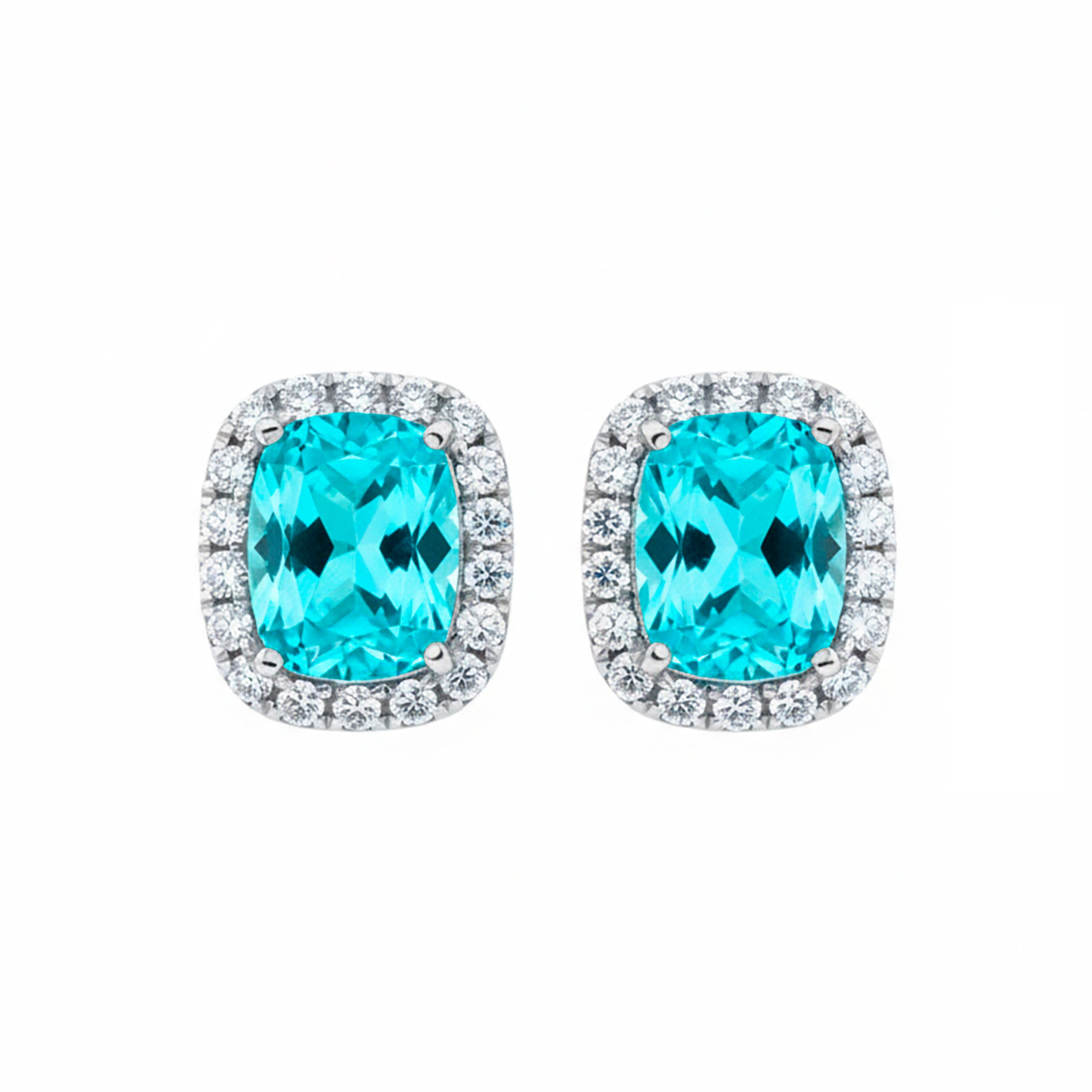 Paraiba Green Hydrothermal Quartz earrings with rhodium plating - Lynor
