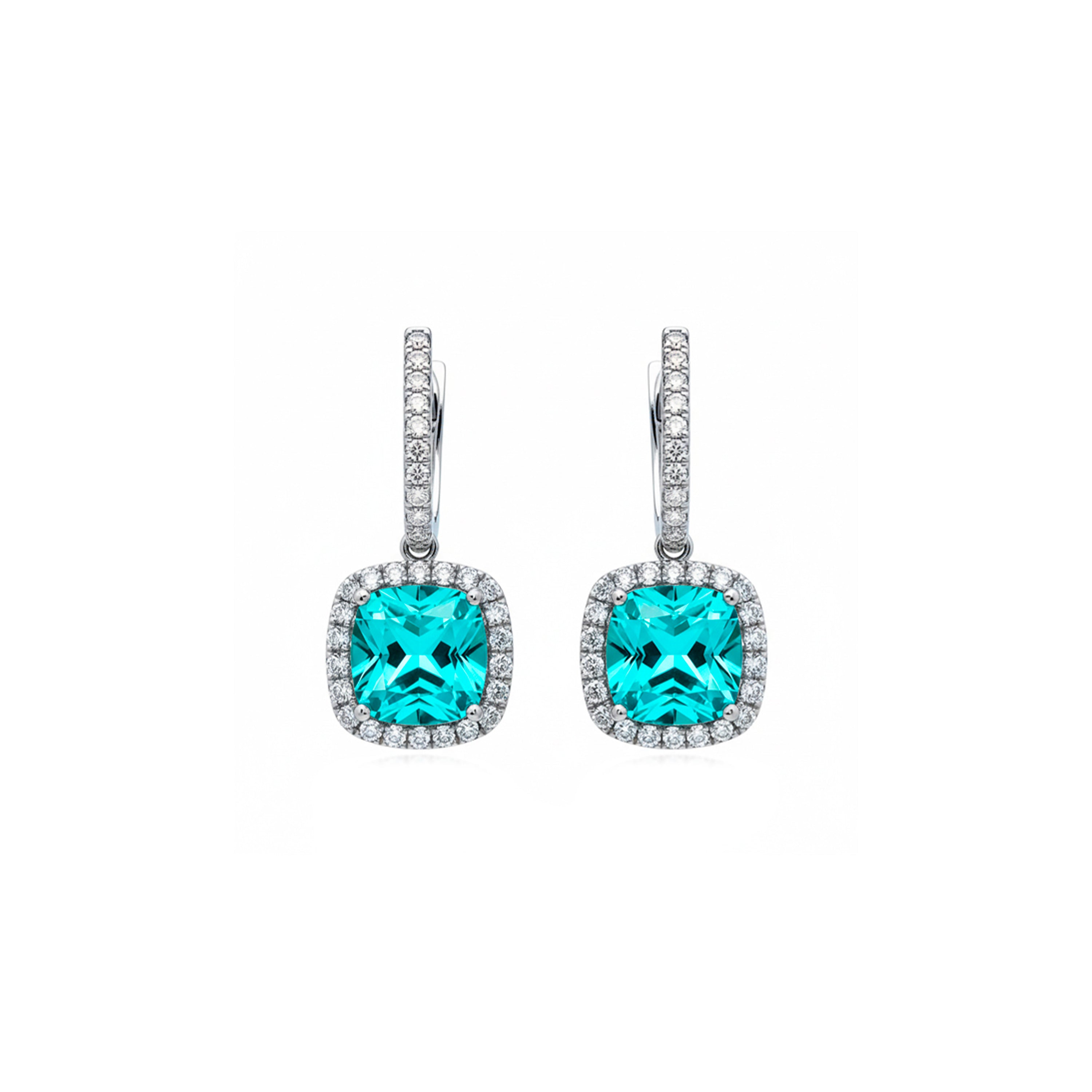 Paraiba Green Hydrothermal Quartz earrings with rhodium plating - Afrons