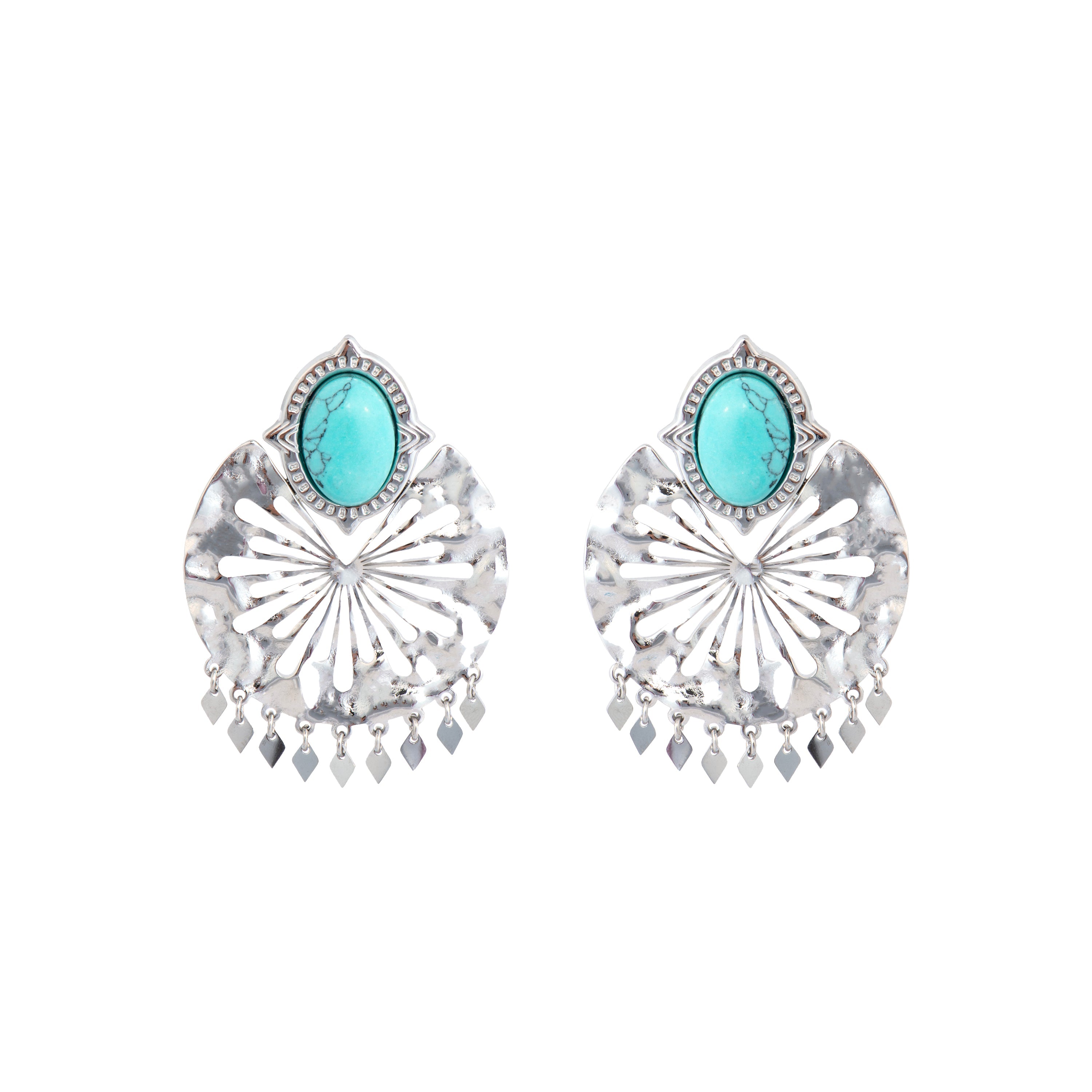 Silver and Amazonite Finish Earrings - Kumora