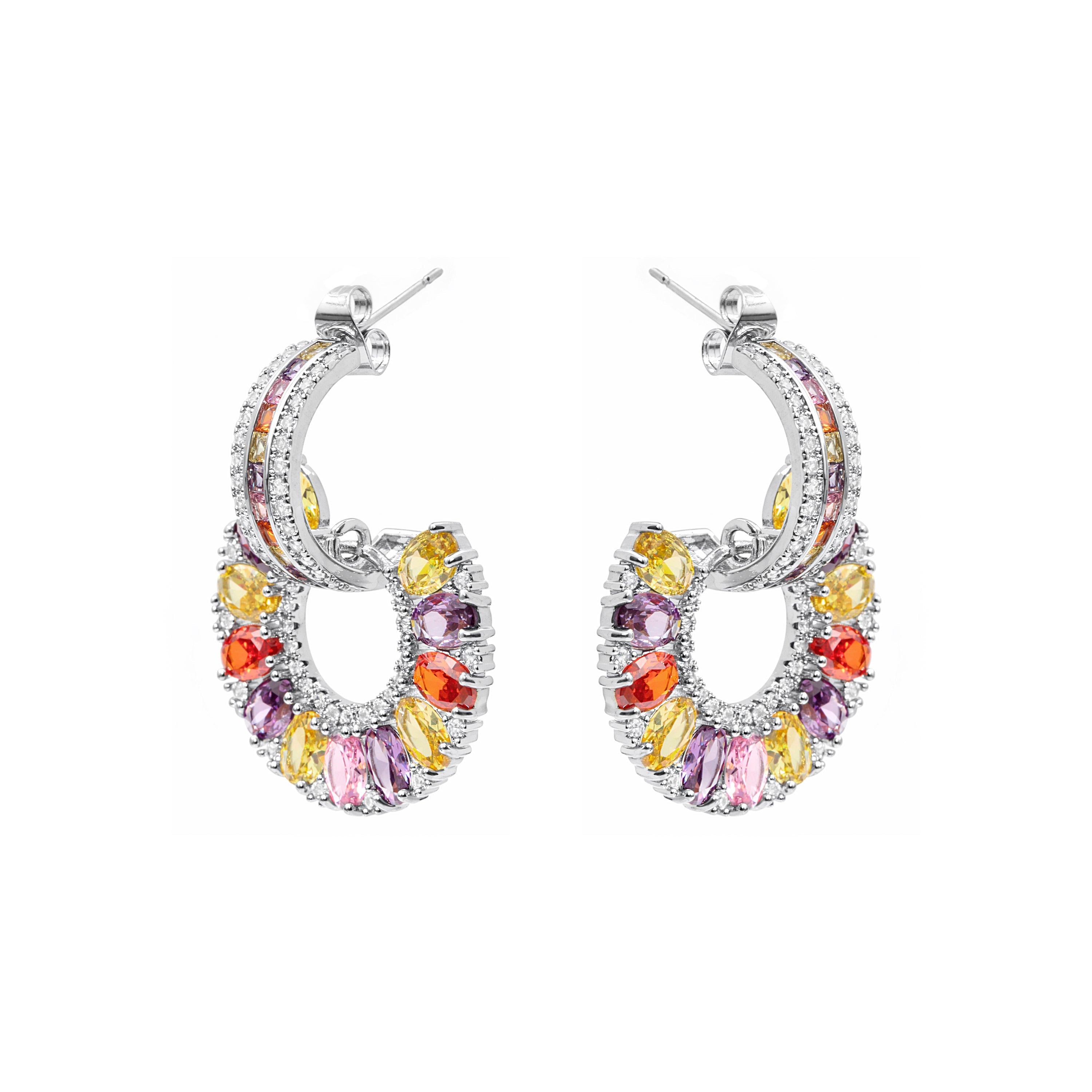 Pendientes de Circonita Multicolor Acabado En Plata - Chaxa