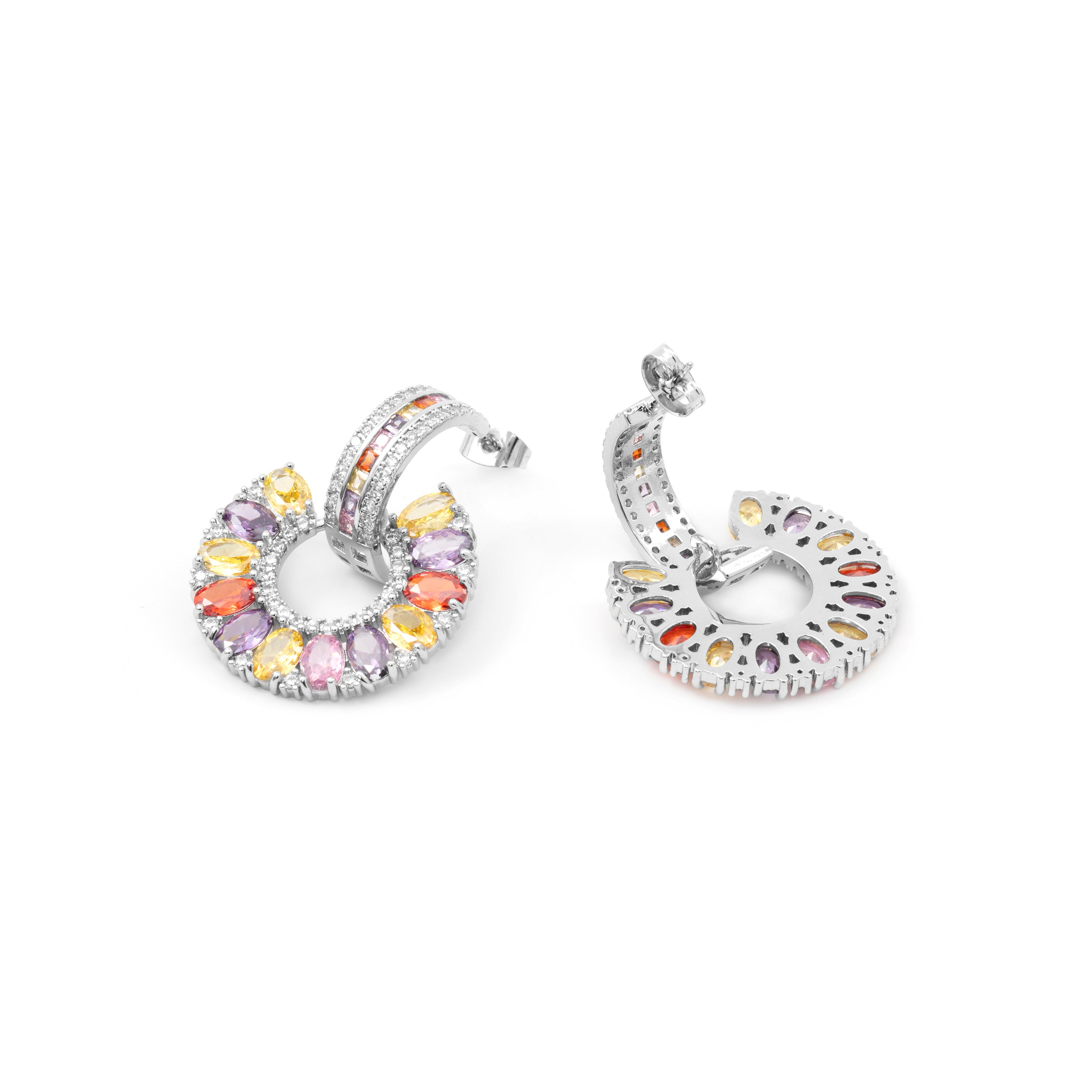 Pendientes de Circonita Multicolor Acabado En Plata - Chaxa