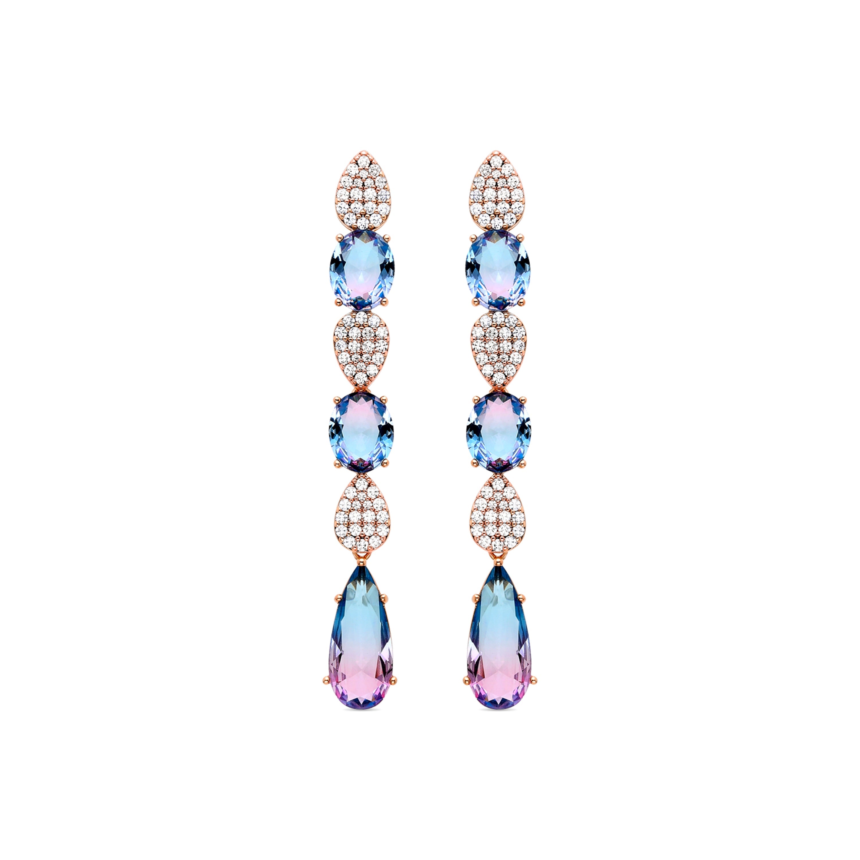 Rhodium-Plated Multicolor Zirconia Earrings - Dirio