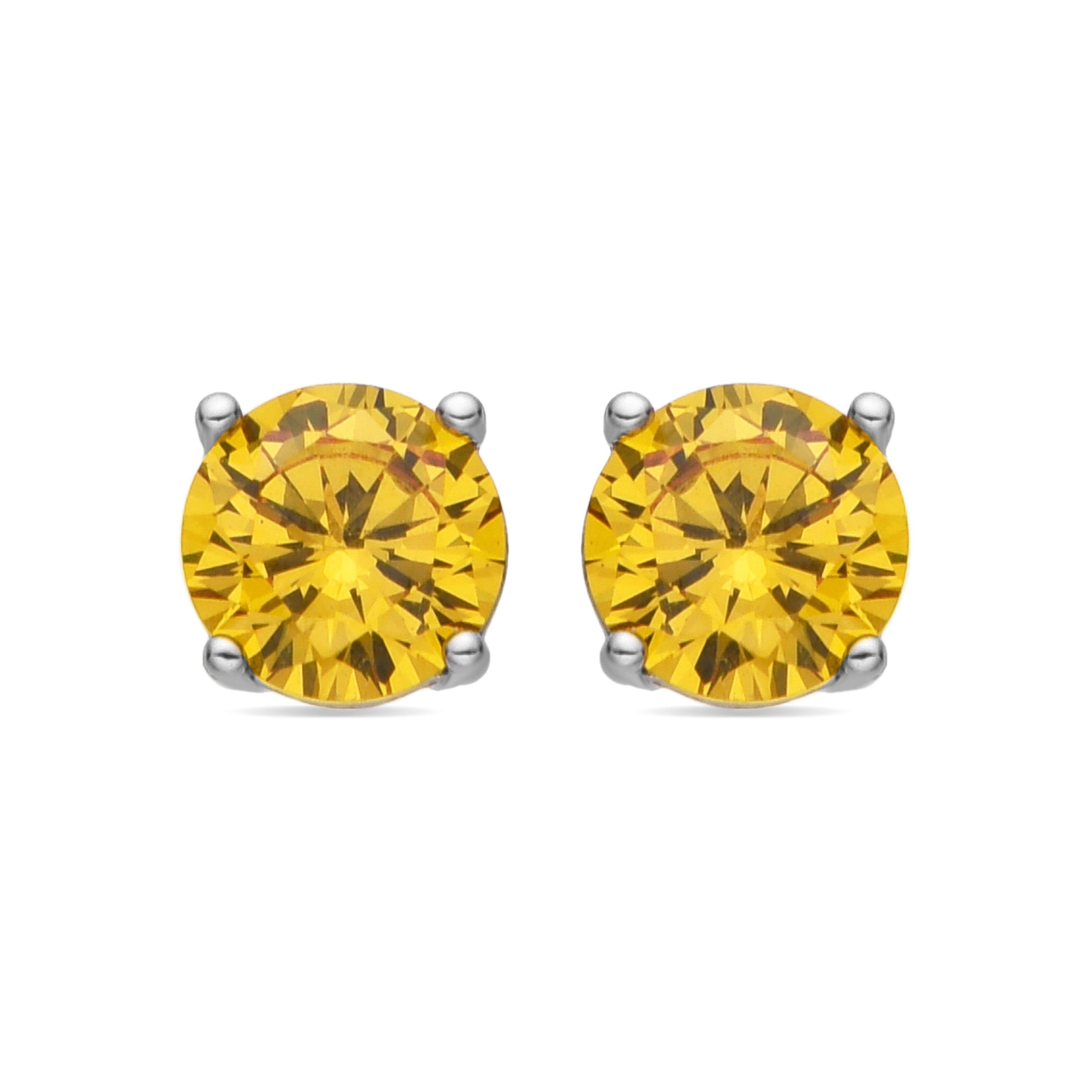 Pendientes con Circonita Champagne acabado plata - Konir