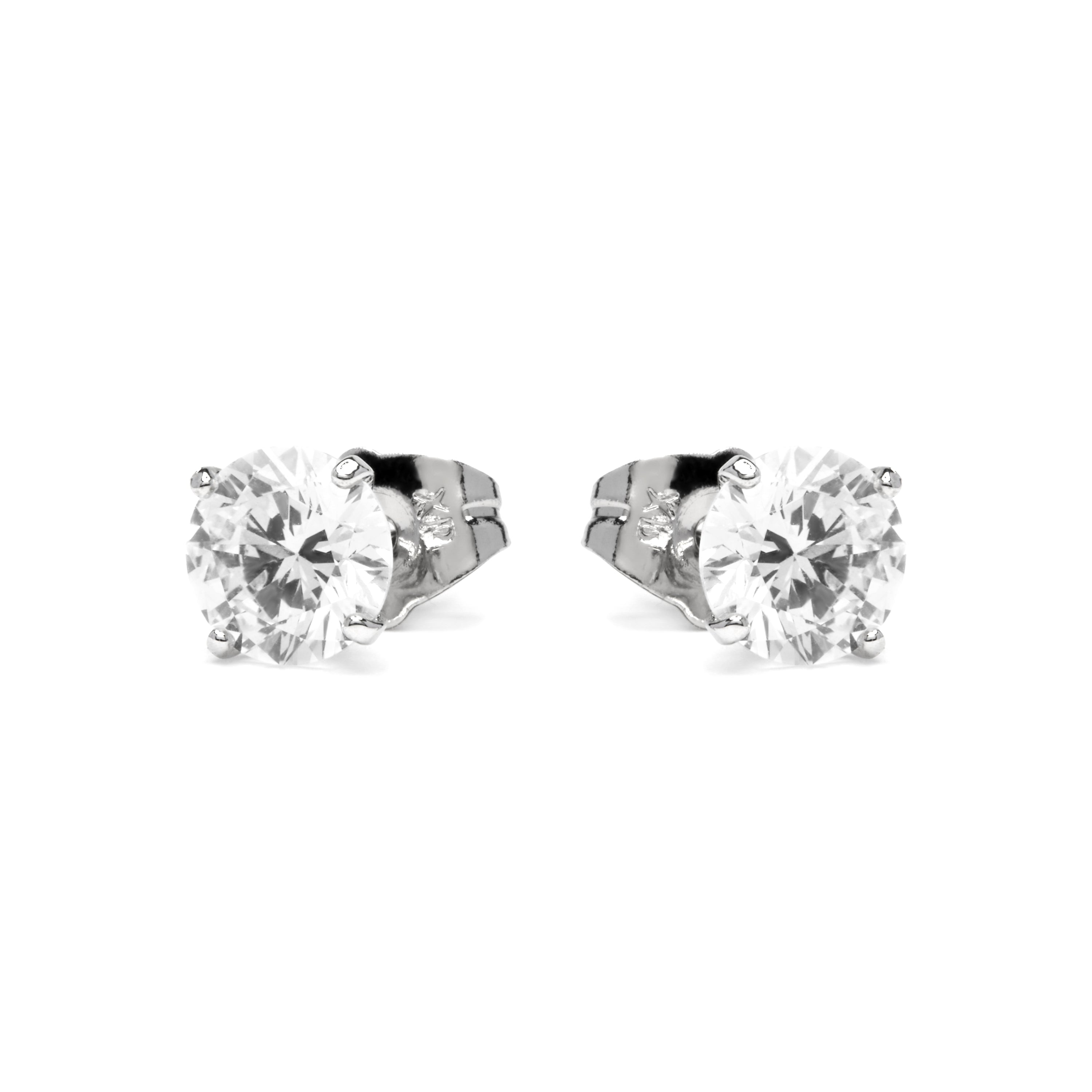 Earrings with brilliant zirconia, silver finish - Verak