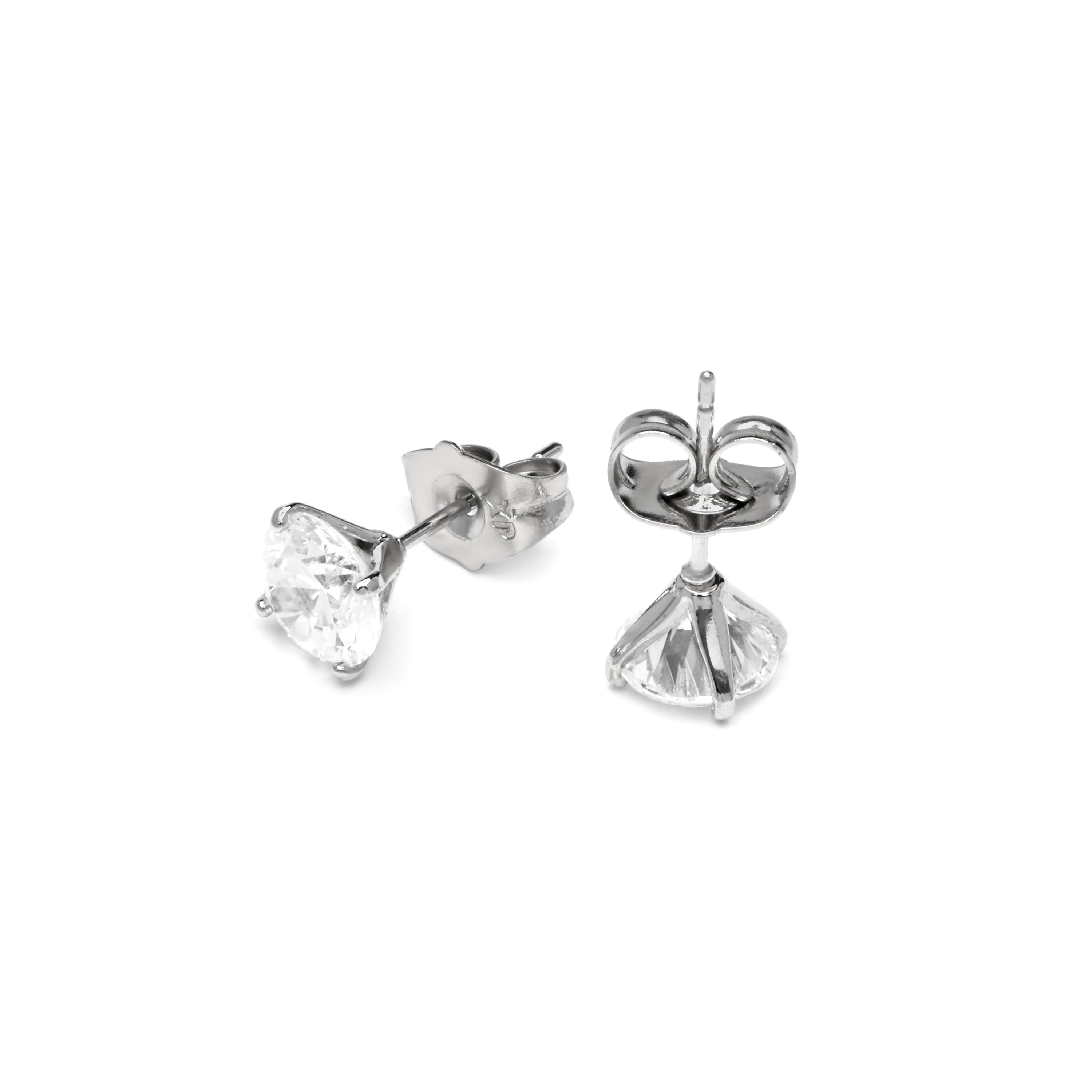 Earrings with brilliant zirconia, silver finish - Verak