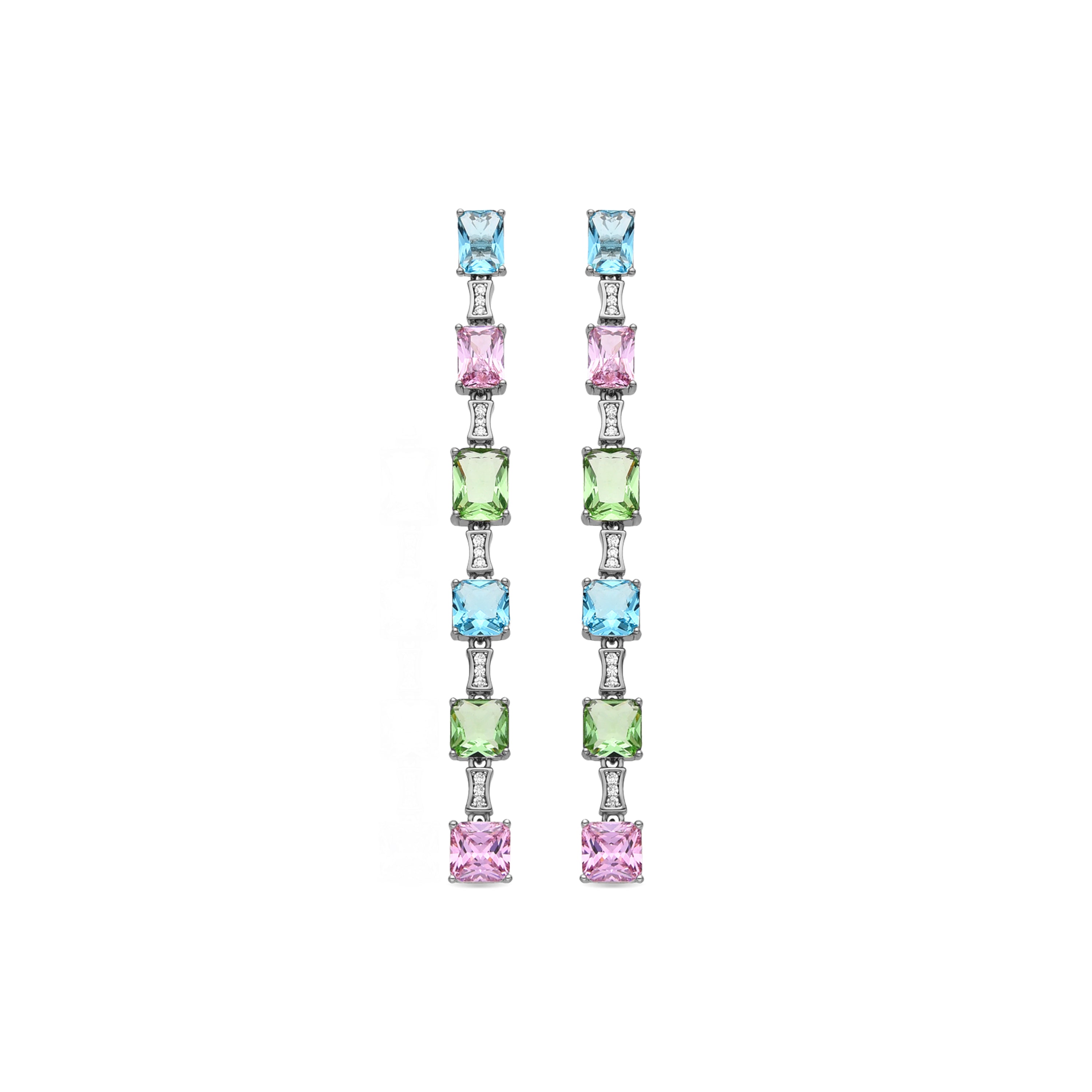 Silver-plated Multicolor Cubic Zirconia Earrings - Biha