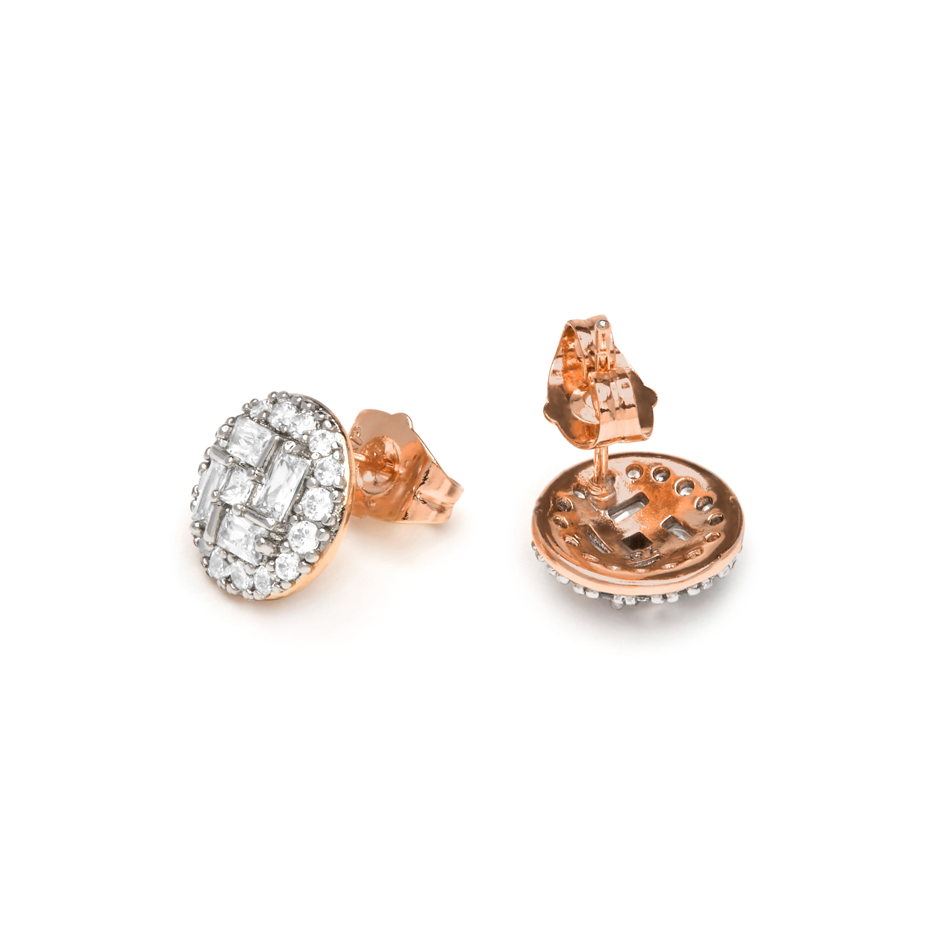Silver-finished earrings with brilliant zirconia - Tencara